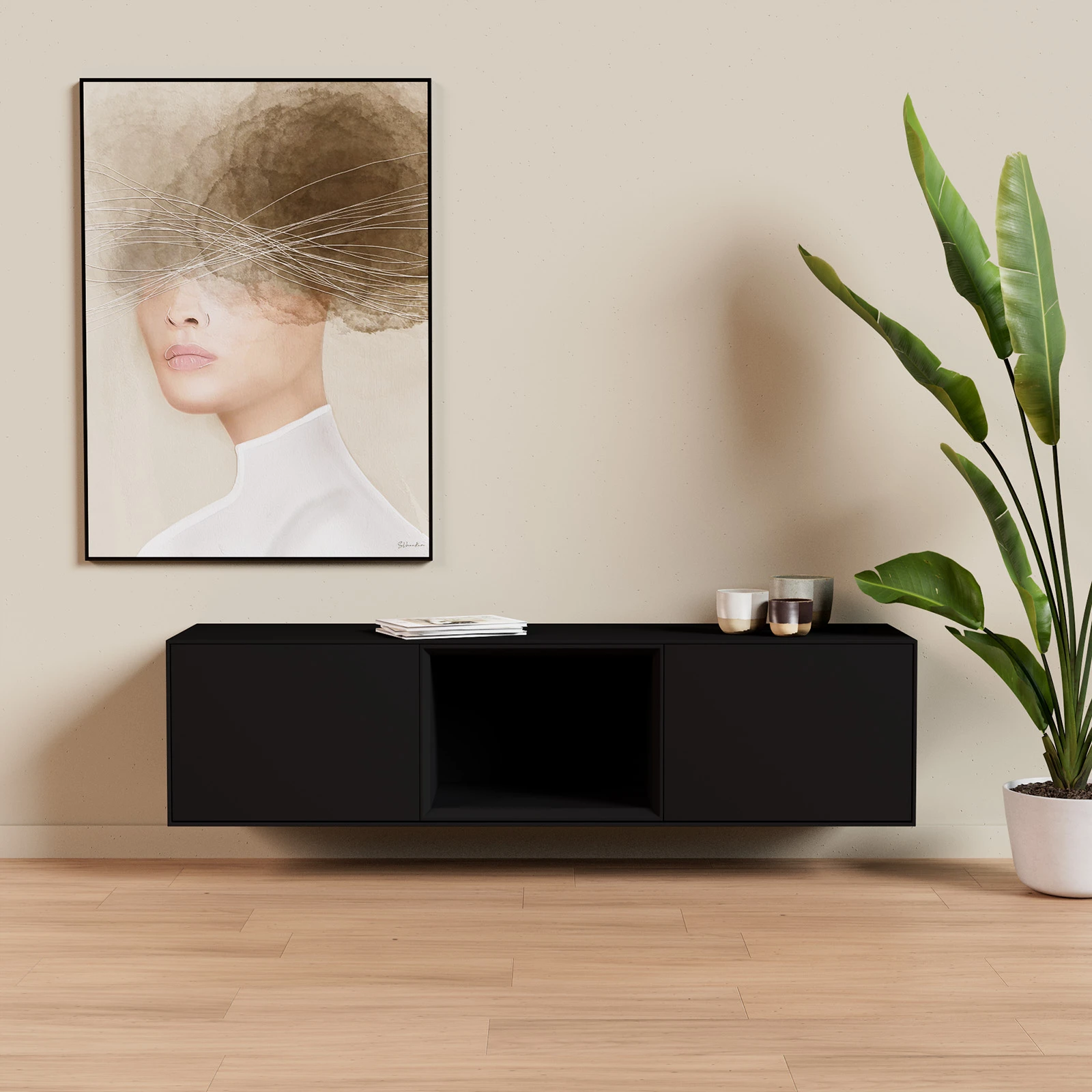 TV Meubel Black 160cm Zwevend