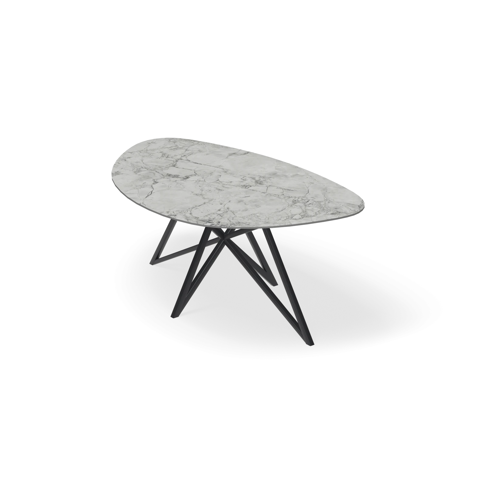 Eettafel Crosse (los) - Kiezel Keramiek Superwhite Satin (200x120cm)