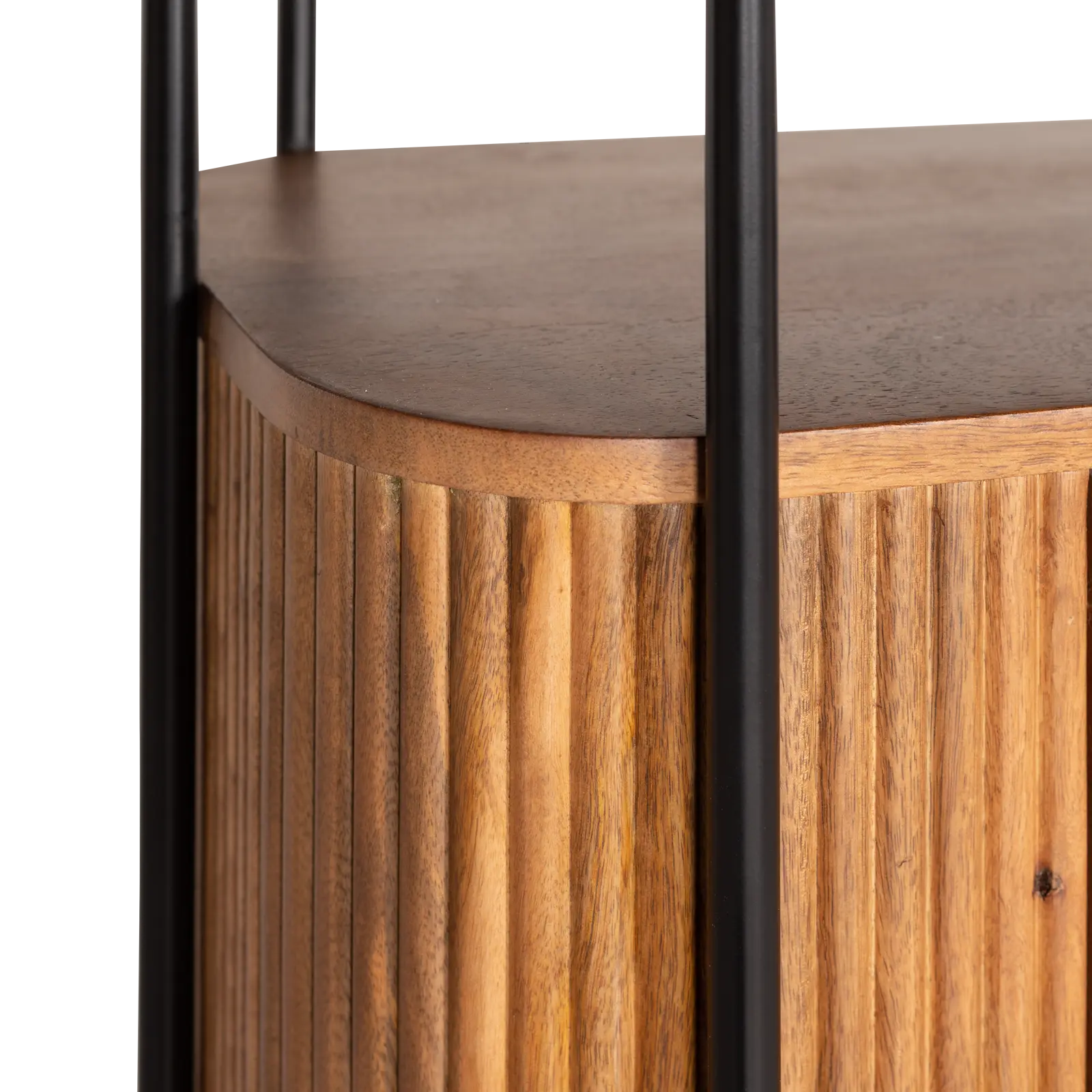 Wandkast Amare - 170 cm - Mangohout Lichtbruin - 4 deuren, 2 open vakken