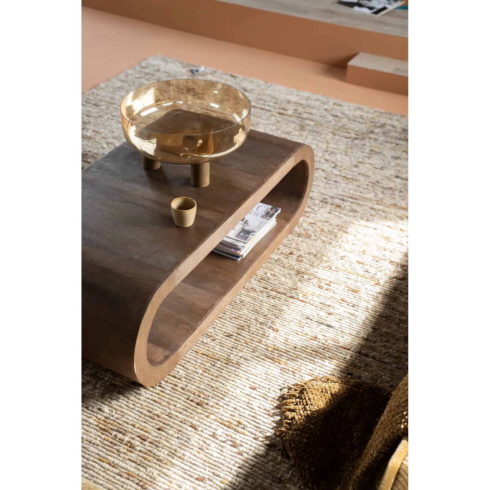 Salontafel Elora - organische vorm 130x70 cm - Mangohout Bruin