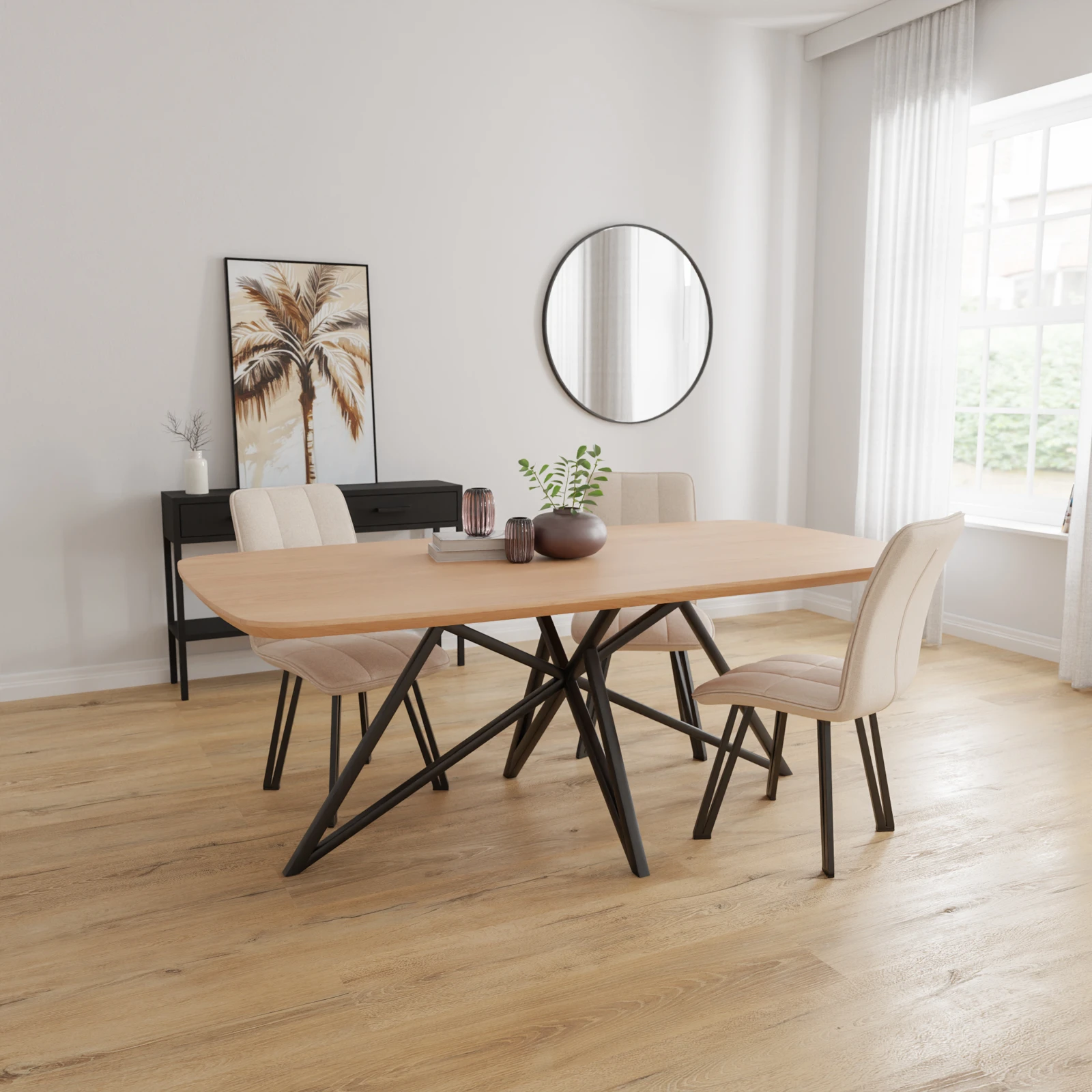 Eettafel Crosse - Deens Ovaal Nature White (200x105cm)