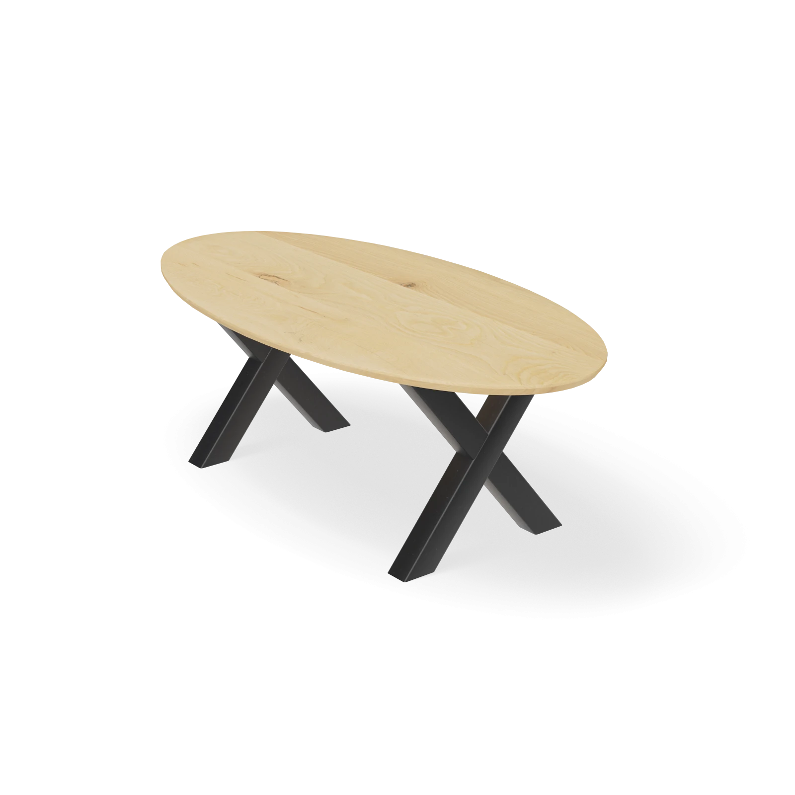 Eettafel X Poot(10x10cm) - Ovaal Eiken Nature White (220x110cm)