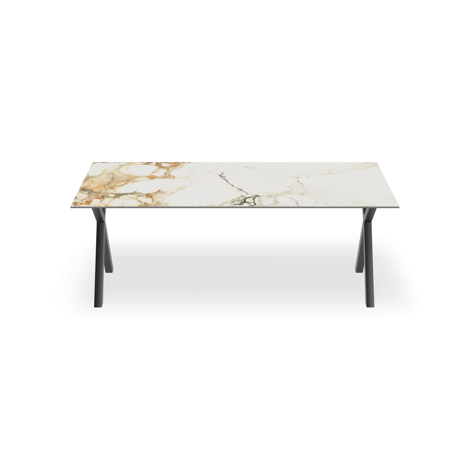 Eettafel X poot - Rechthoek Keramiek Calacatta Vena Vecchia Satin (200x100cm)