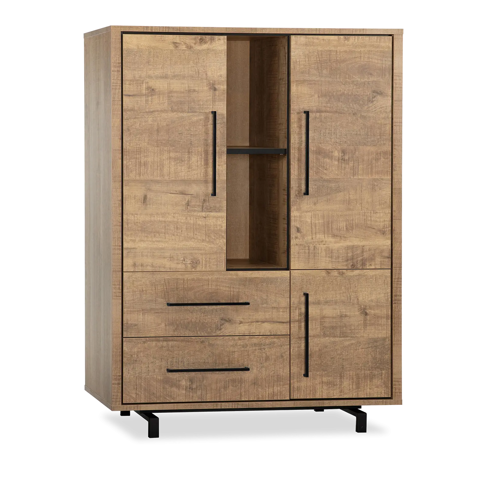 Wandkast Fairmont - 120 cm - Lamulux Mango - 3 deuren, 2 laden, 3 open vakken