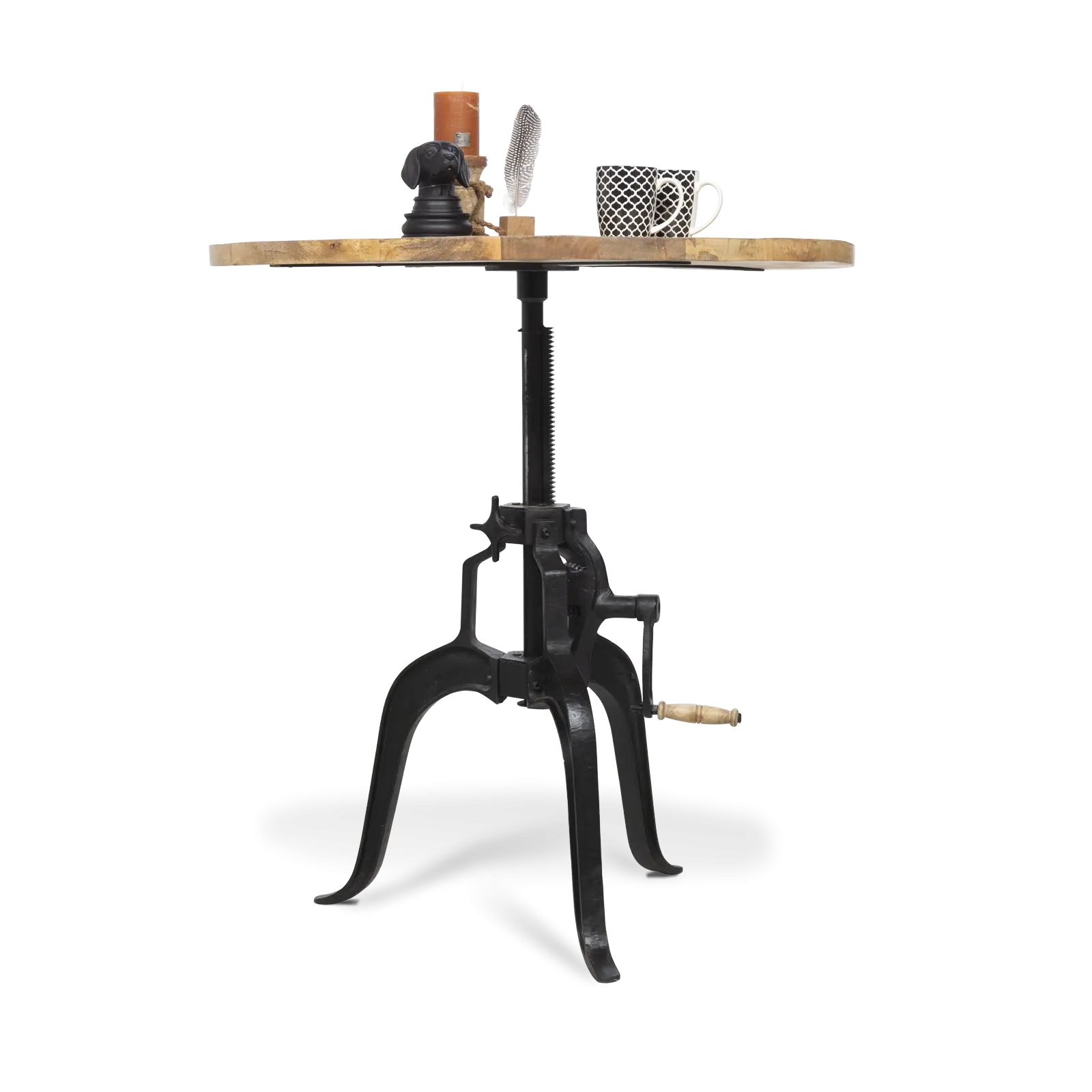 Eettafel Albion - rond 90 cm - Mangohout Naturel - in hoogte verstelbaar