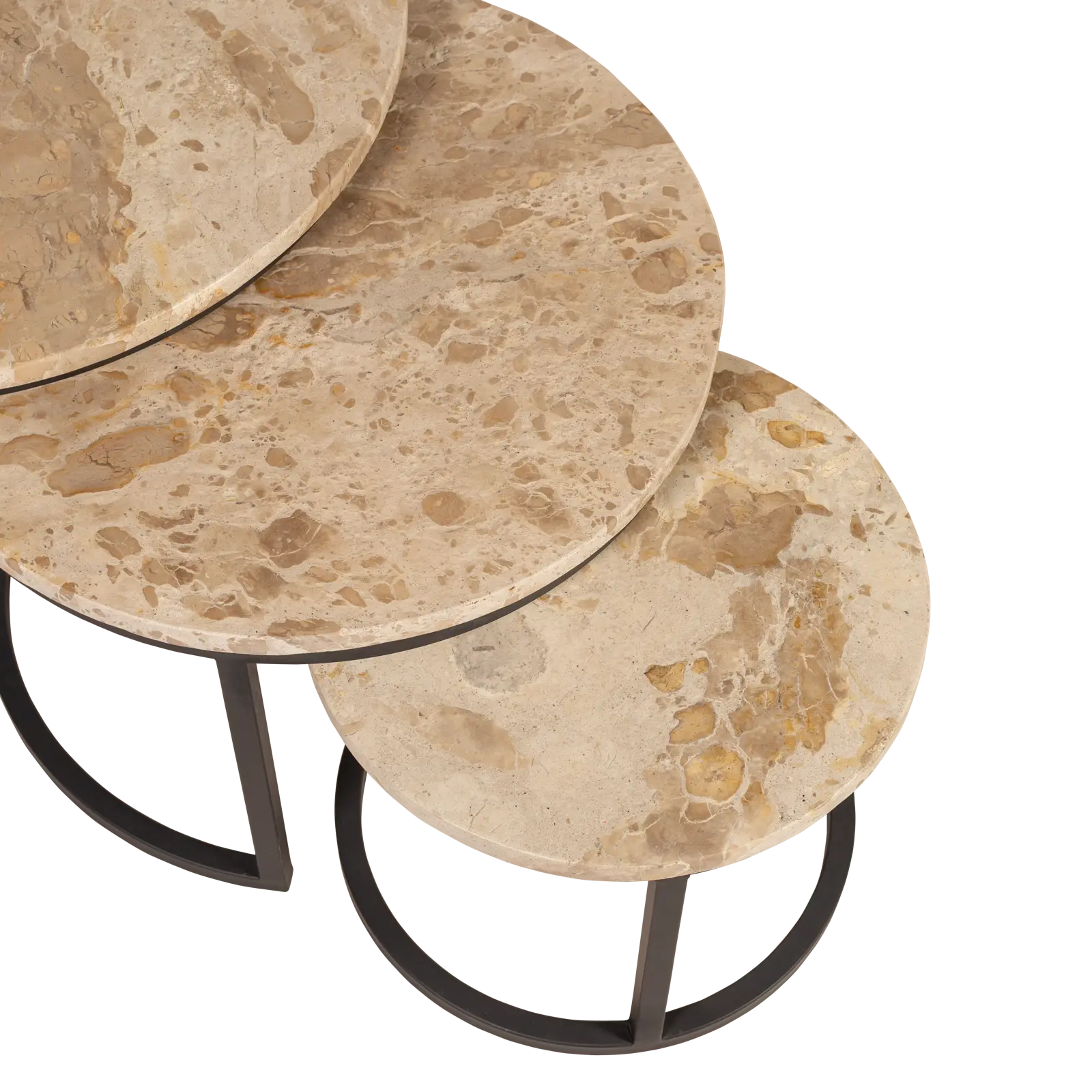 Salontafel set van 3 Avola - rond 65/55/40 cm - Travertine Naturel