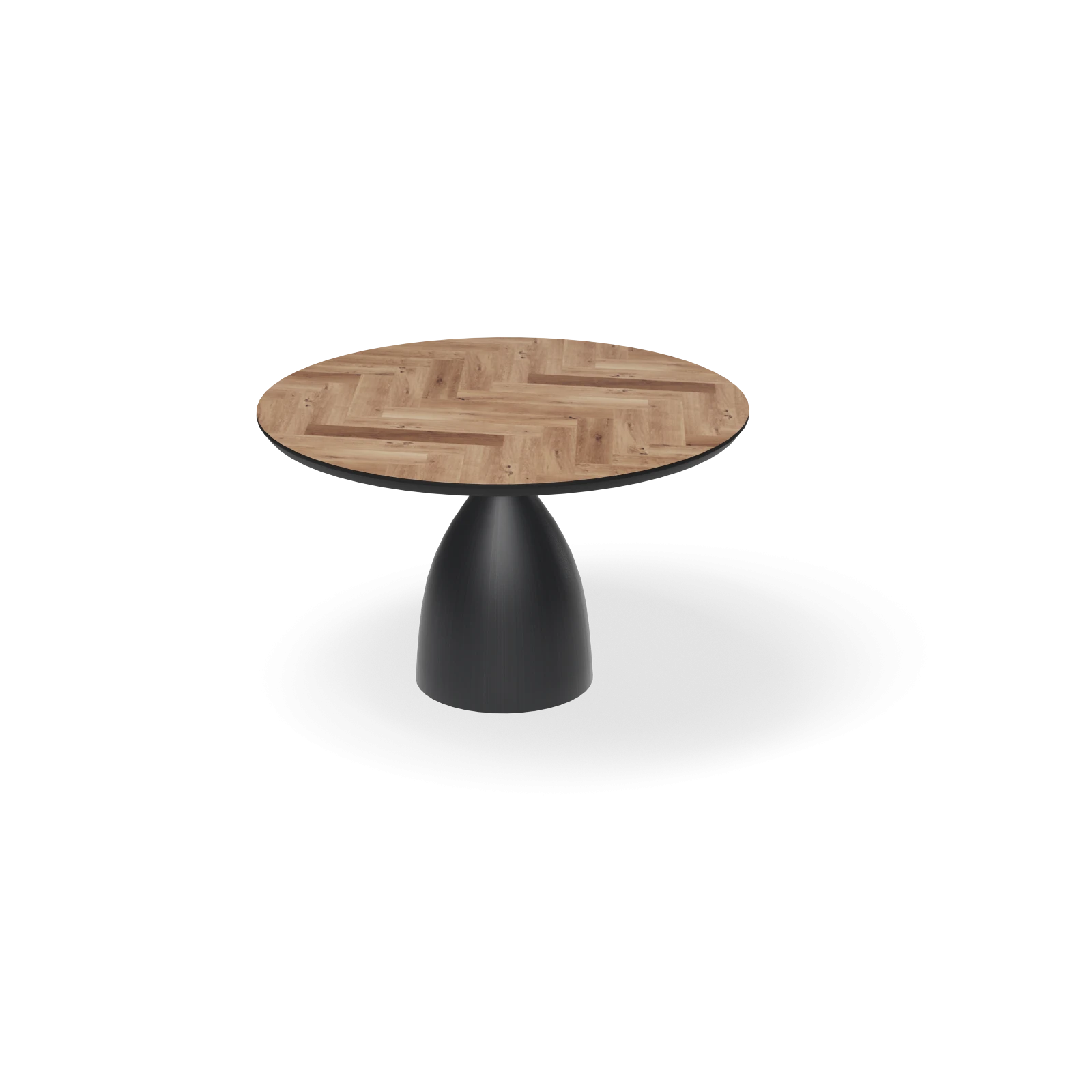 Eettafel Dome - Rond Eiken Visgraat Kiezel (130cm)