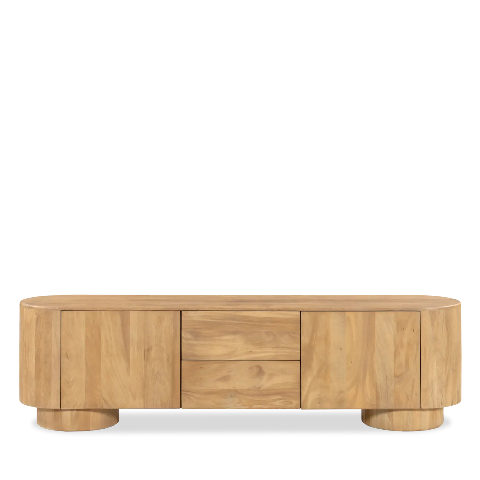 TV meubel Kess - 190 cm - Mangohout Loom Naturel - 2 deuren, 2 laden