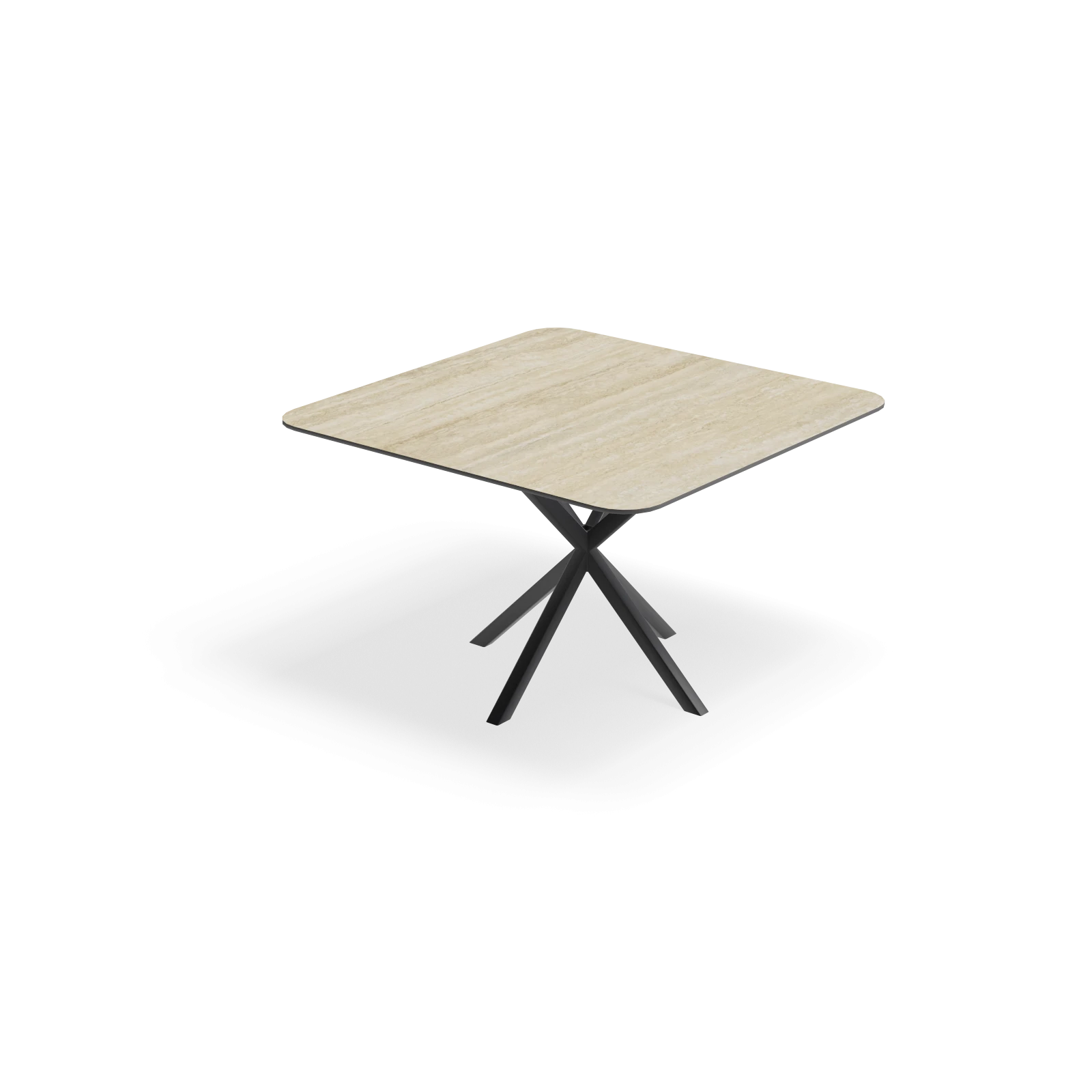 Eettafel North - Vierkant afgeronde hoek Keramiek Travertine Classico Satin (120x120cm)