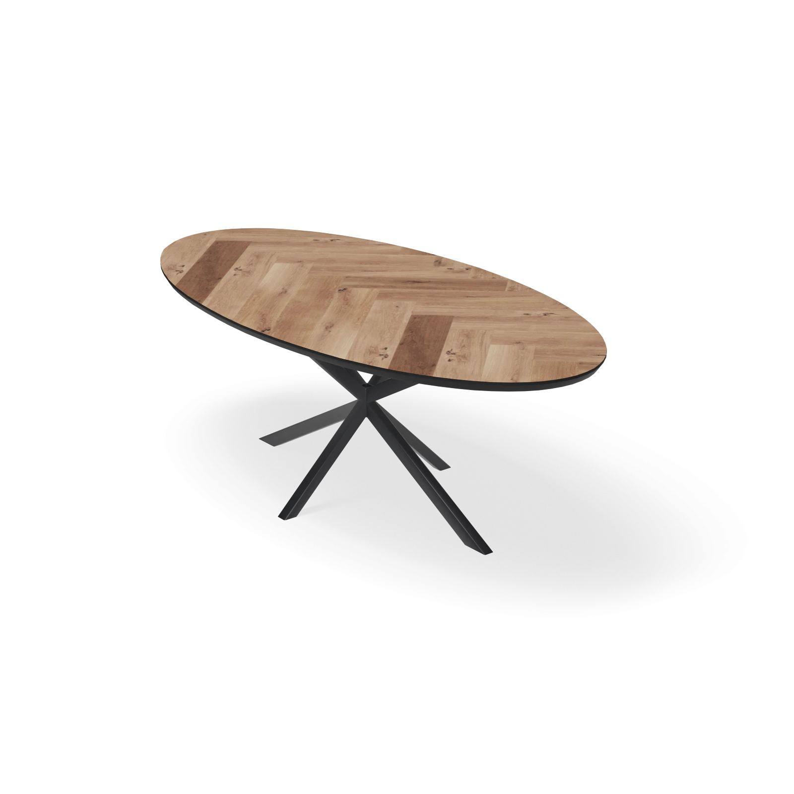Eettafel North - Ovaal Eiken Visgraat Kiezel (220x110cm)