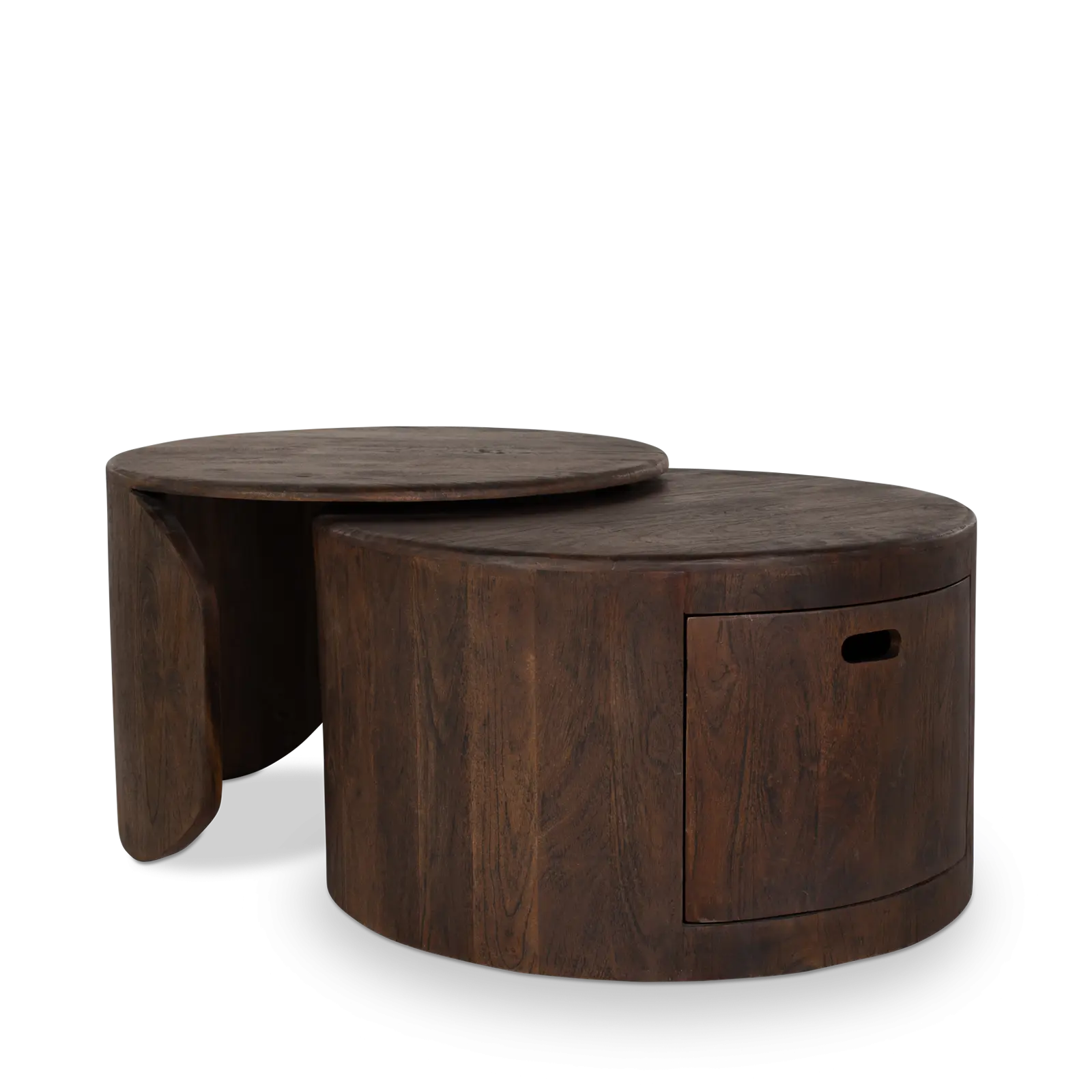 Salontafel set van 2 Buddy  - rond - Mangohout Cacao Bruin