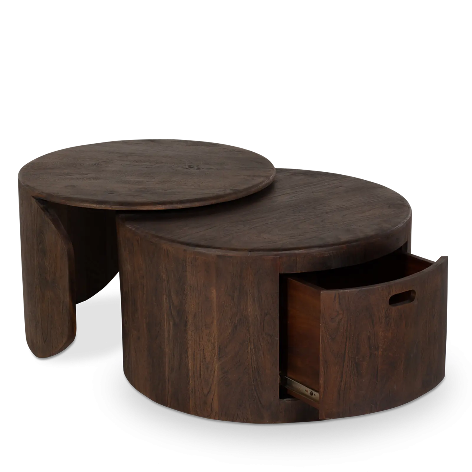 Salontafel set van 2 Buddy  - rond - Mangohout Cacao Bruin