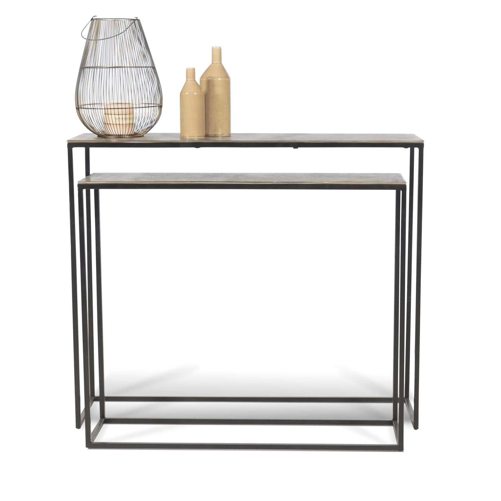 Sidetable set van 2 Yentl - rechthoek - metaal Vintage Goud