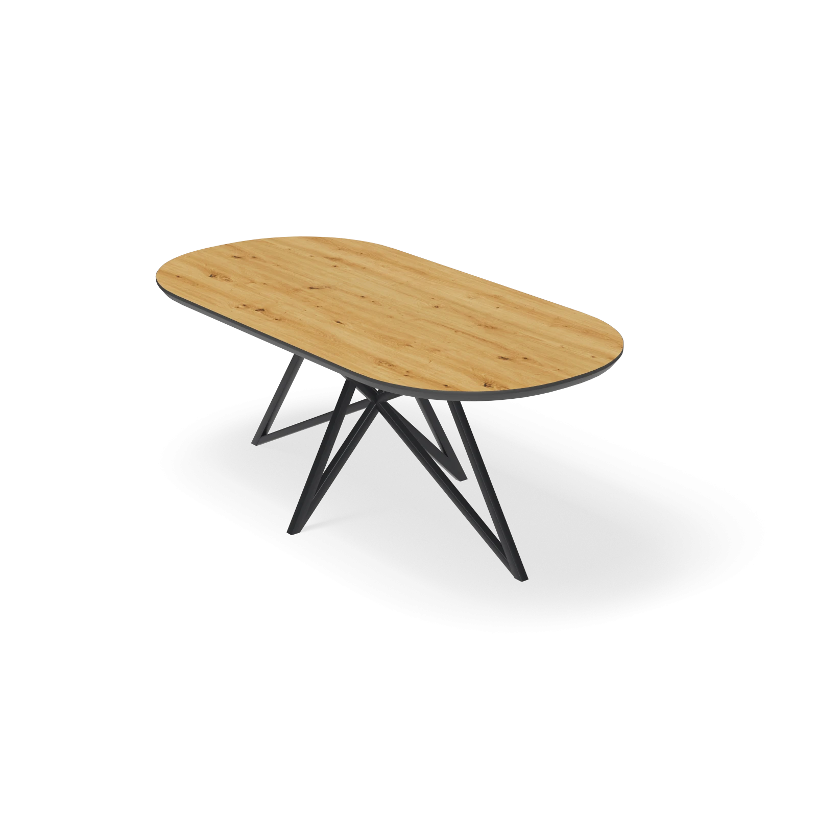 Eettafel Crosse - Halve Cirkel HPL Houtlook Naturel (200x100cm)