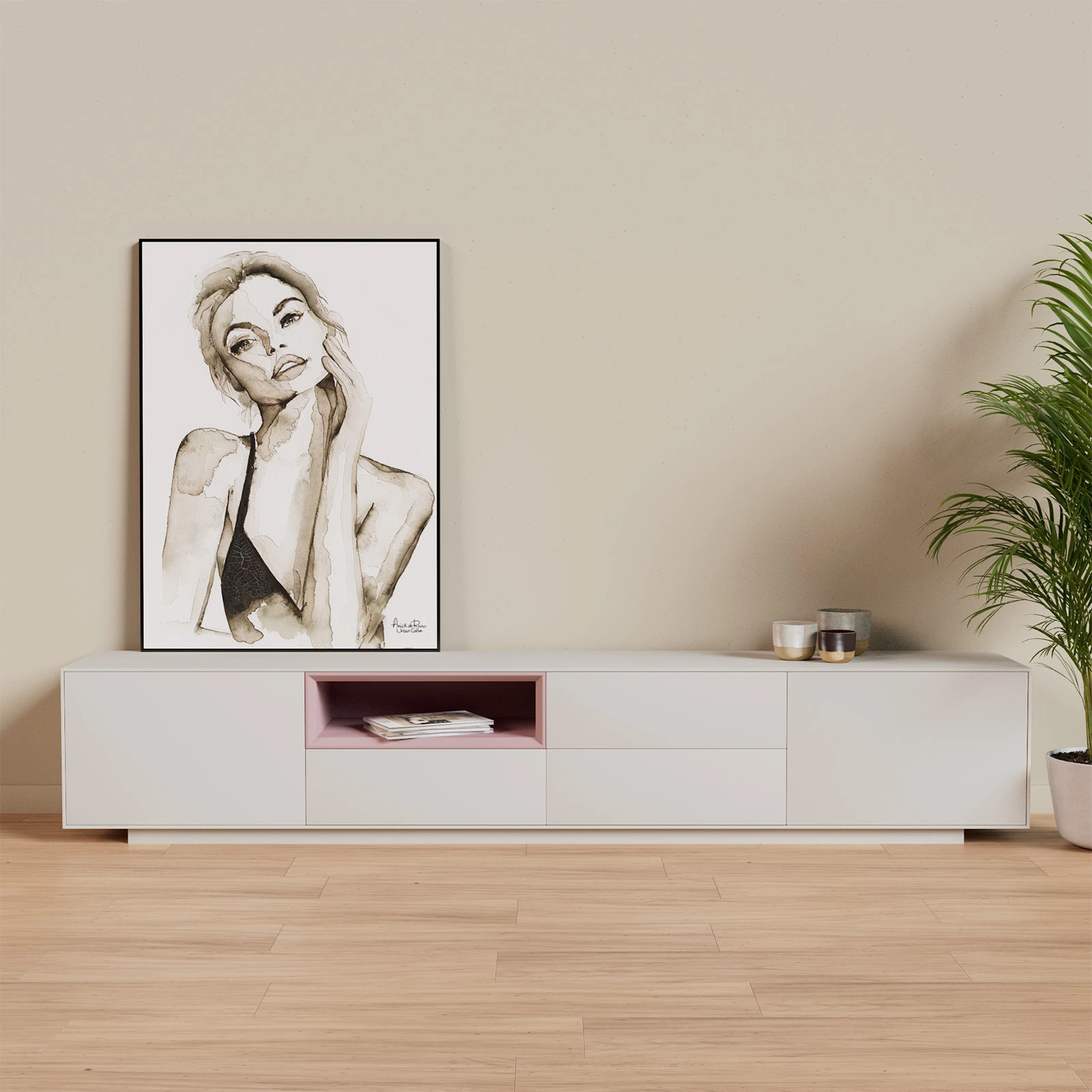 TV Meubel Pepper White 240cm Plint