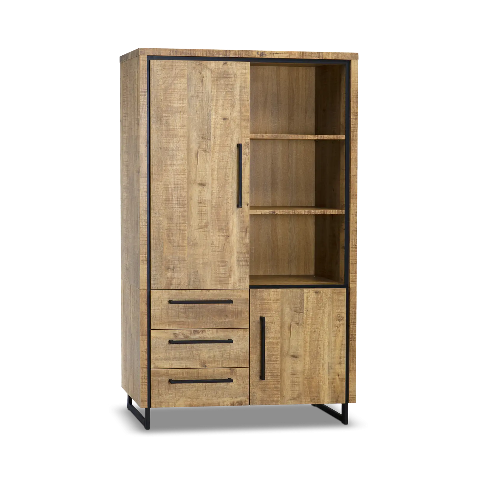 Wandkast Sheridan - 118 cm - Lamulux Mango - 2 deuren, 3 laden, 3 open vakken