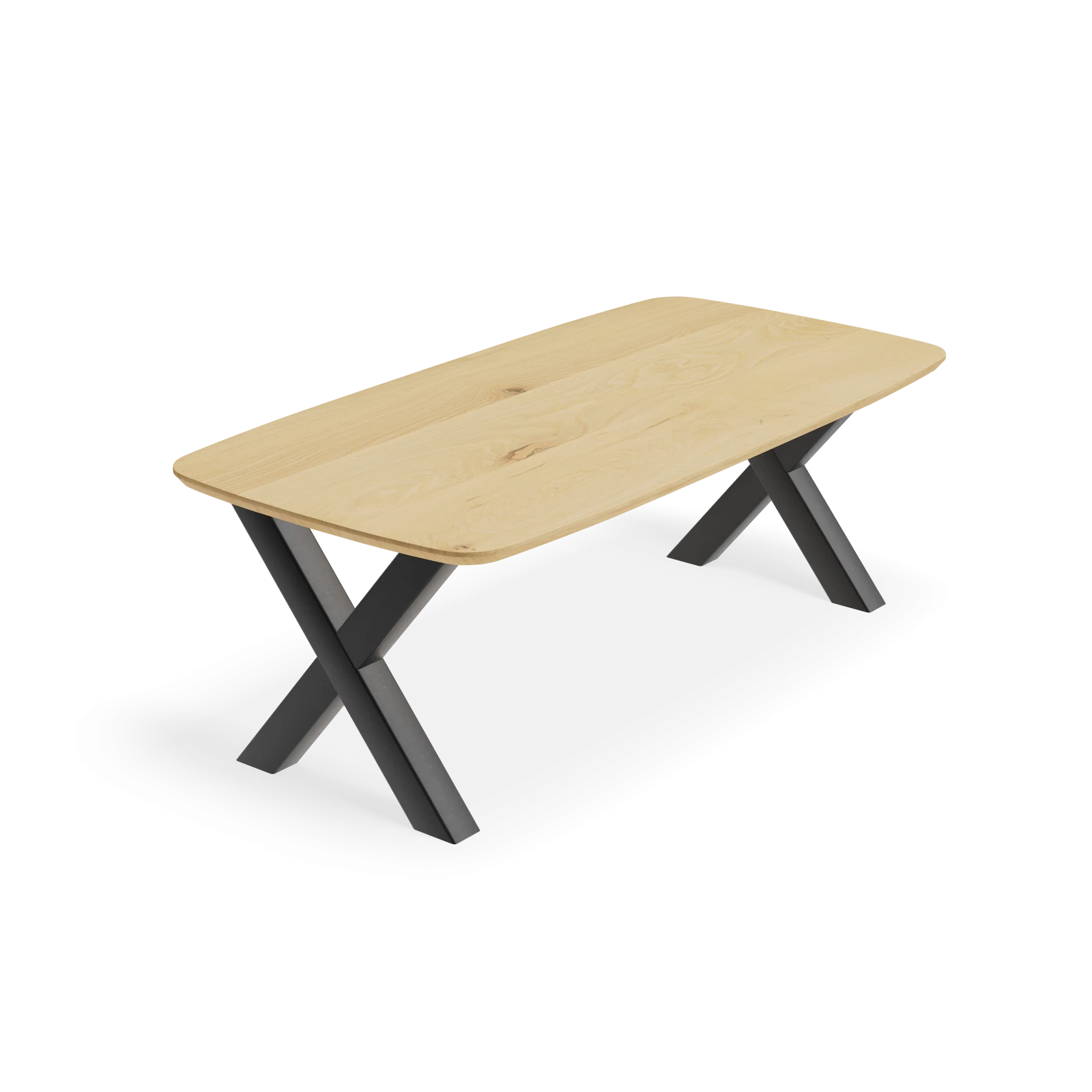 Eettafel X Poot(10x10cm) - Deens Ovaal Eiken Nature White (220x110cm)