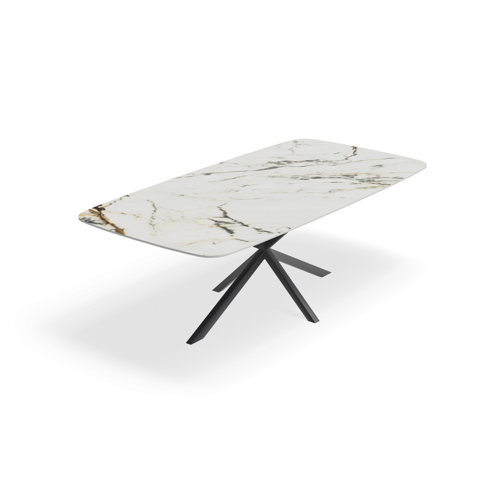 Eettafel North - Deens Ovaal Keramiek Golden White Satin (220x110cm)