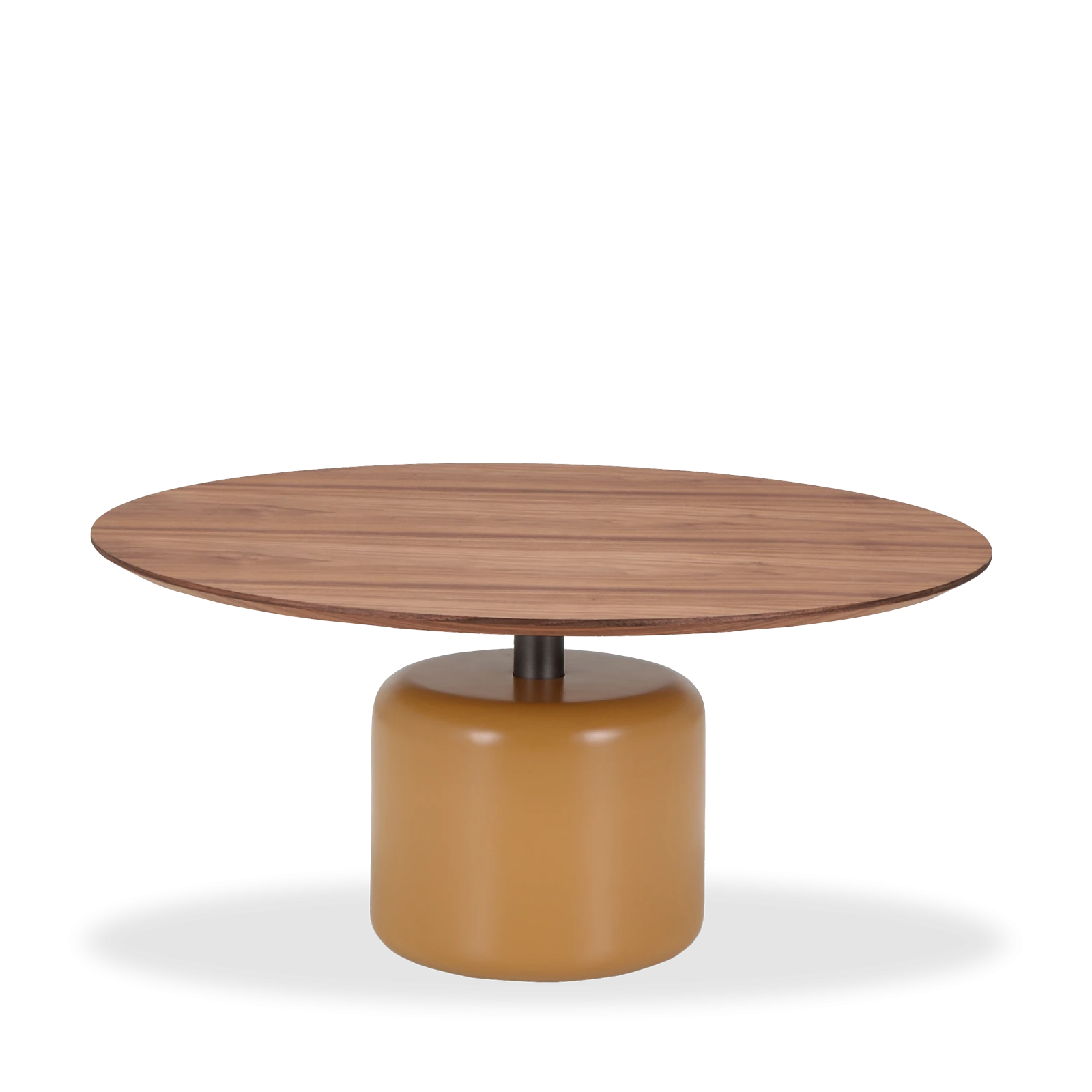 Salontafel (rond: 80cm - poot: cognac) Formia - Walnoot