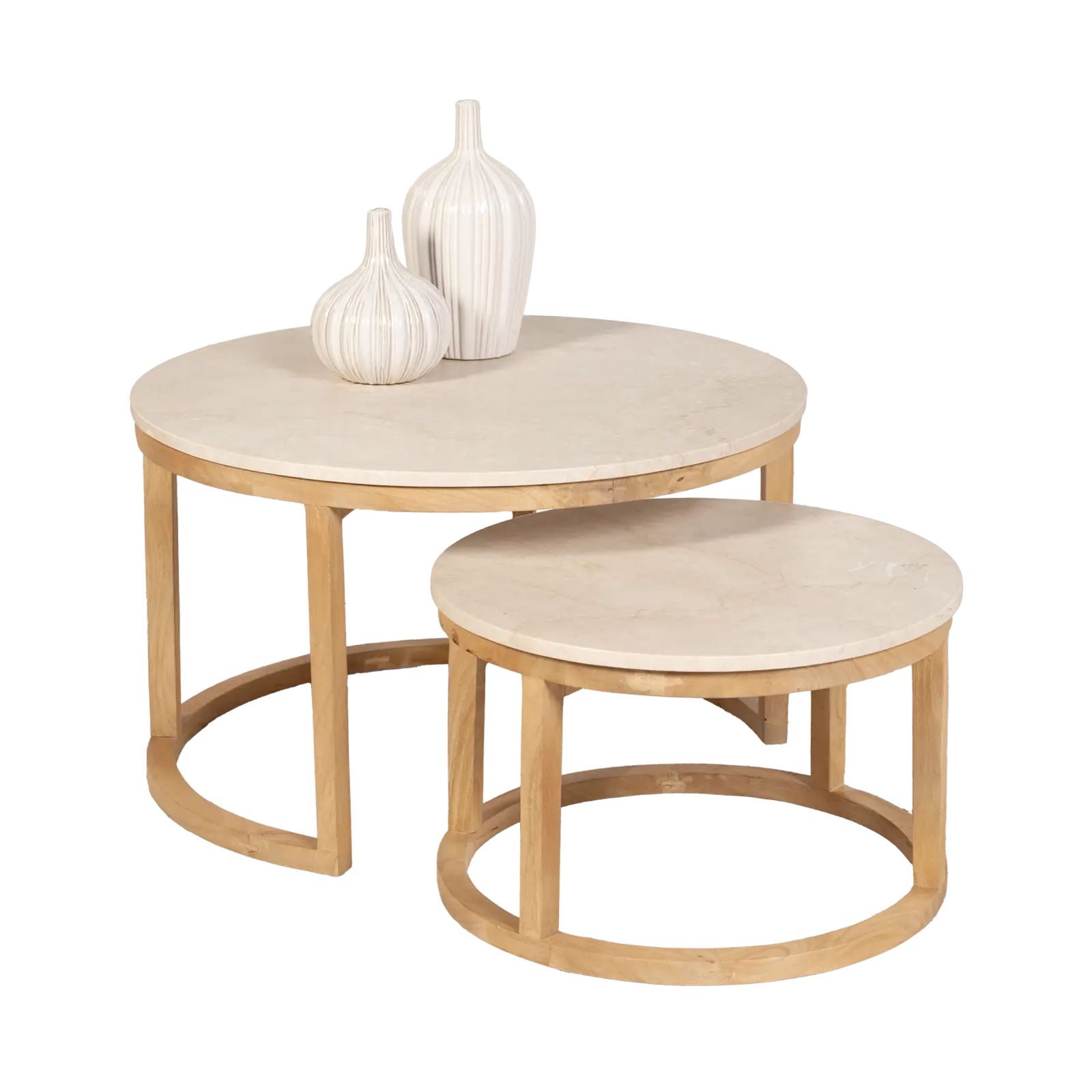 Salontafel set van 2 Brick - rond - Mangohout Loom