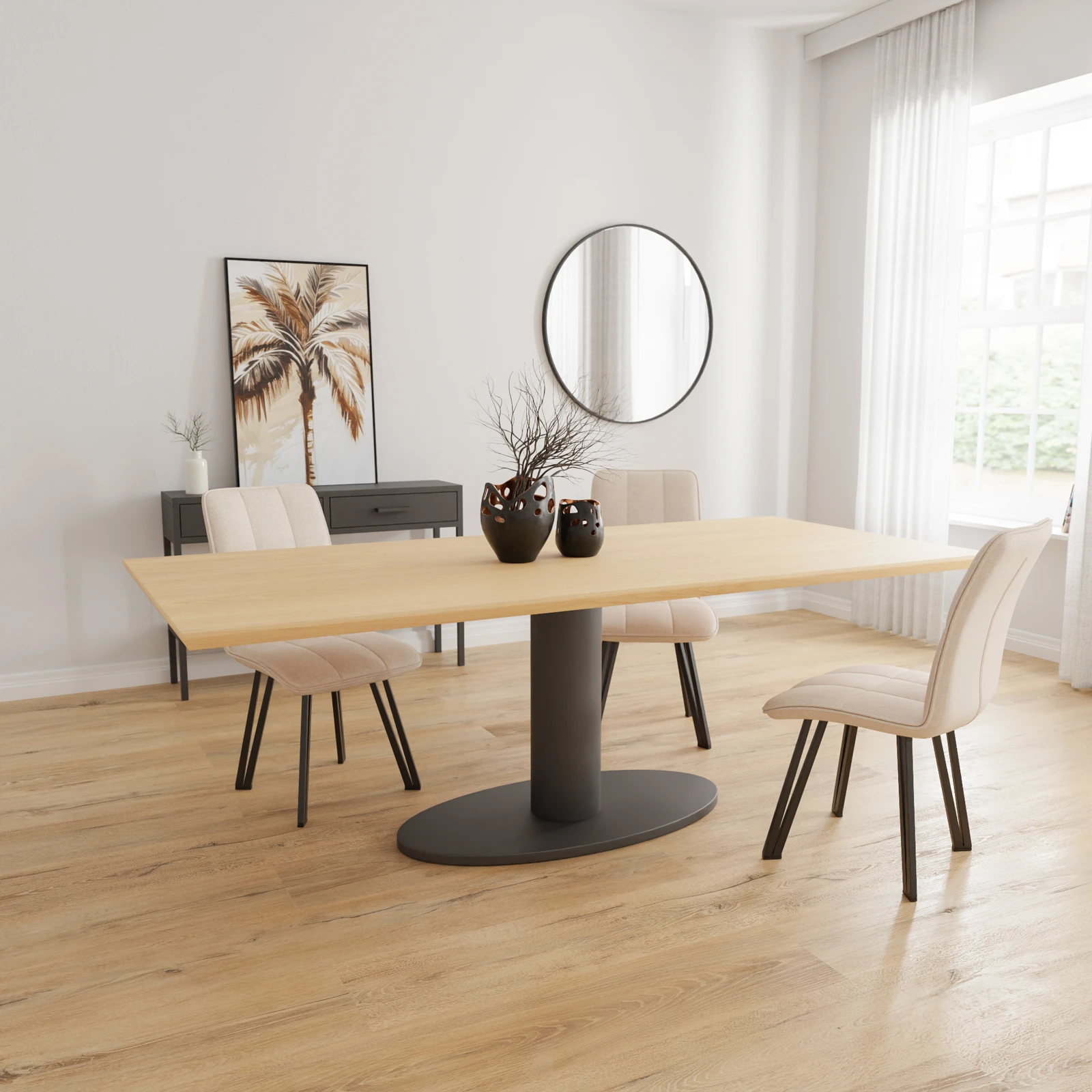 Eettafel Tube - Rechthoek Nature White (220x100cm)