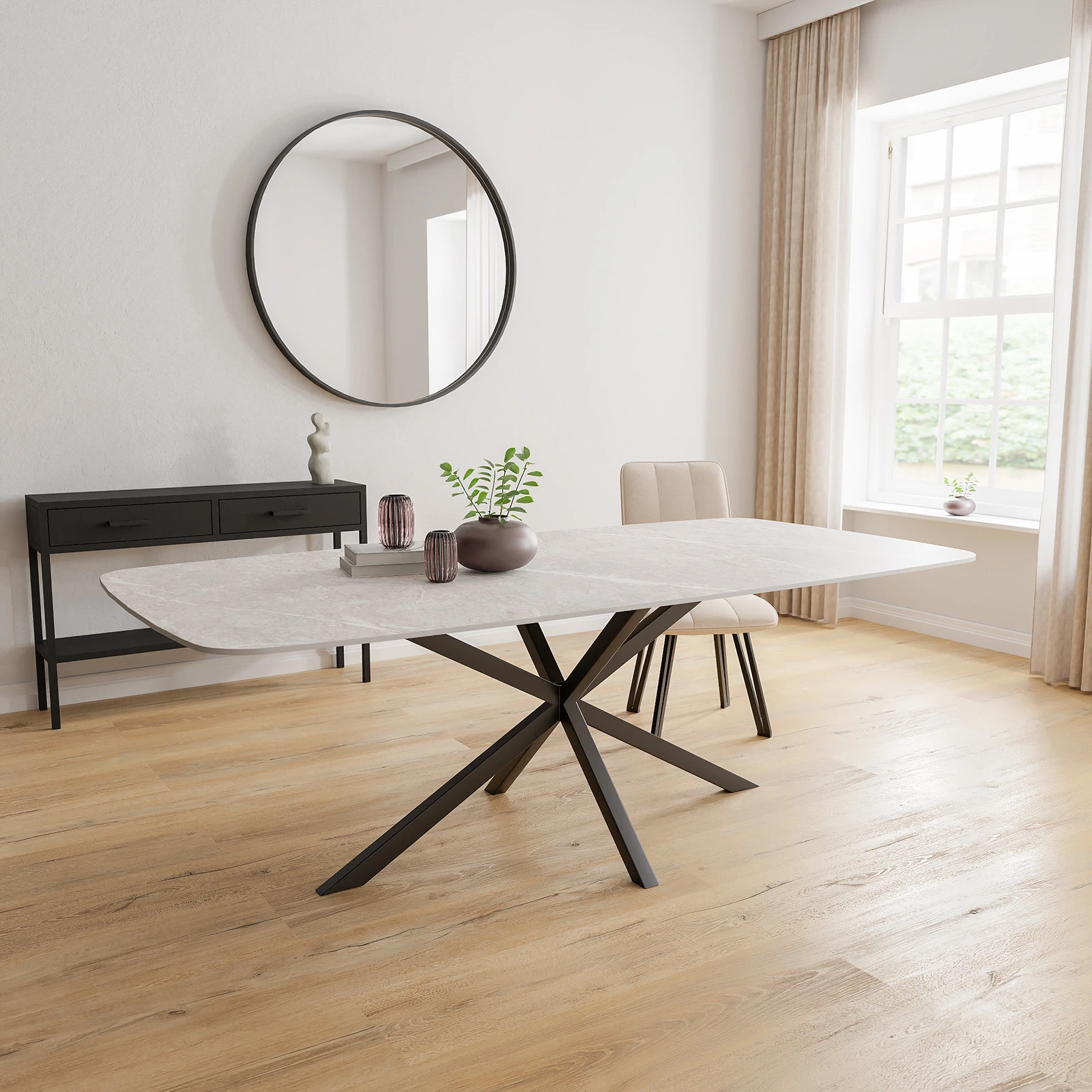 Eettafel North - Deens Ovaal Keramiek Fior Di Pesco Satin (220x110cm)