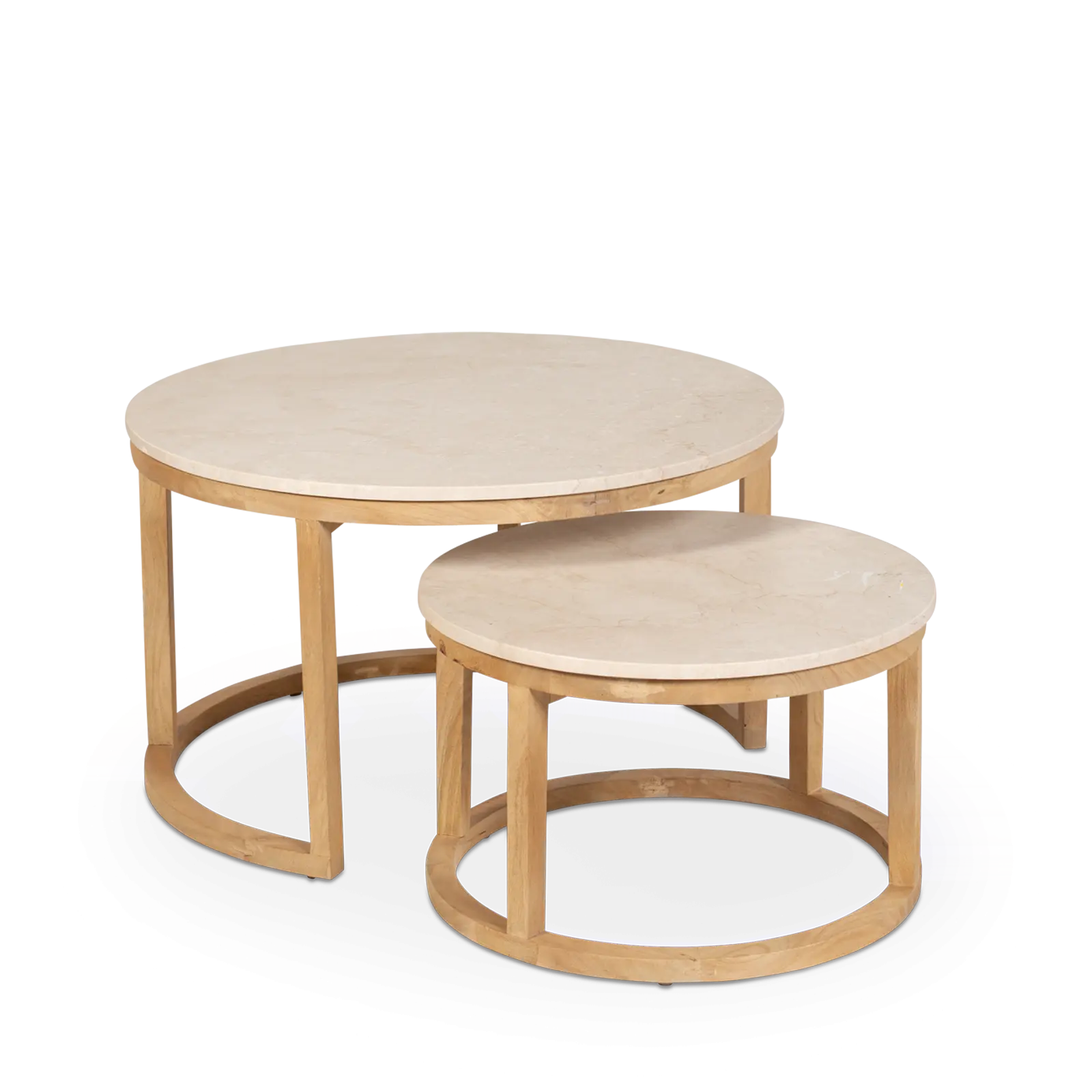 Salontafel set van 2 Brick - rond - Mangohout Loom