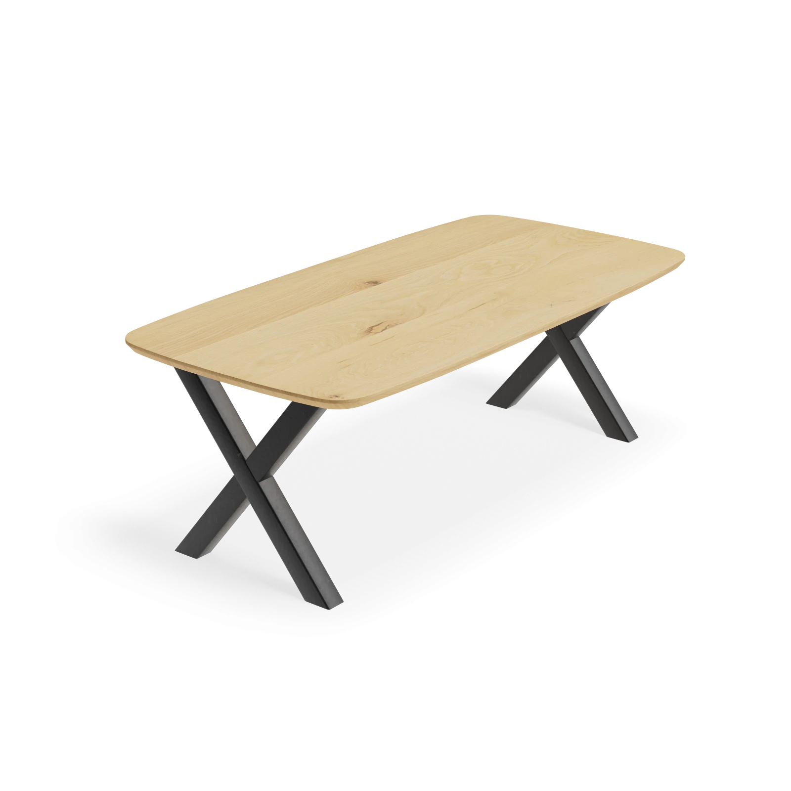 Eettafel X Poot(8x8cm) - Deens Ovaal Eiken Nature White (220x110cm)