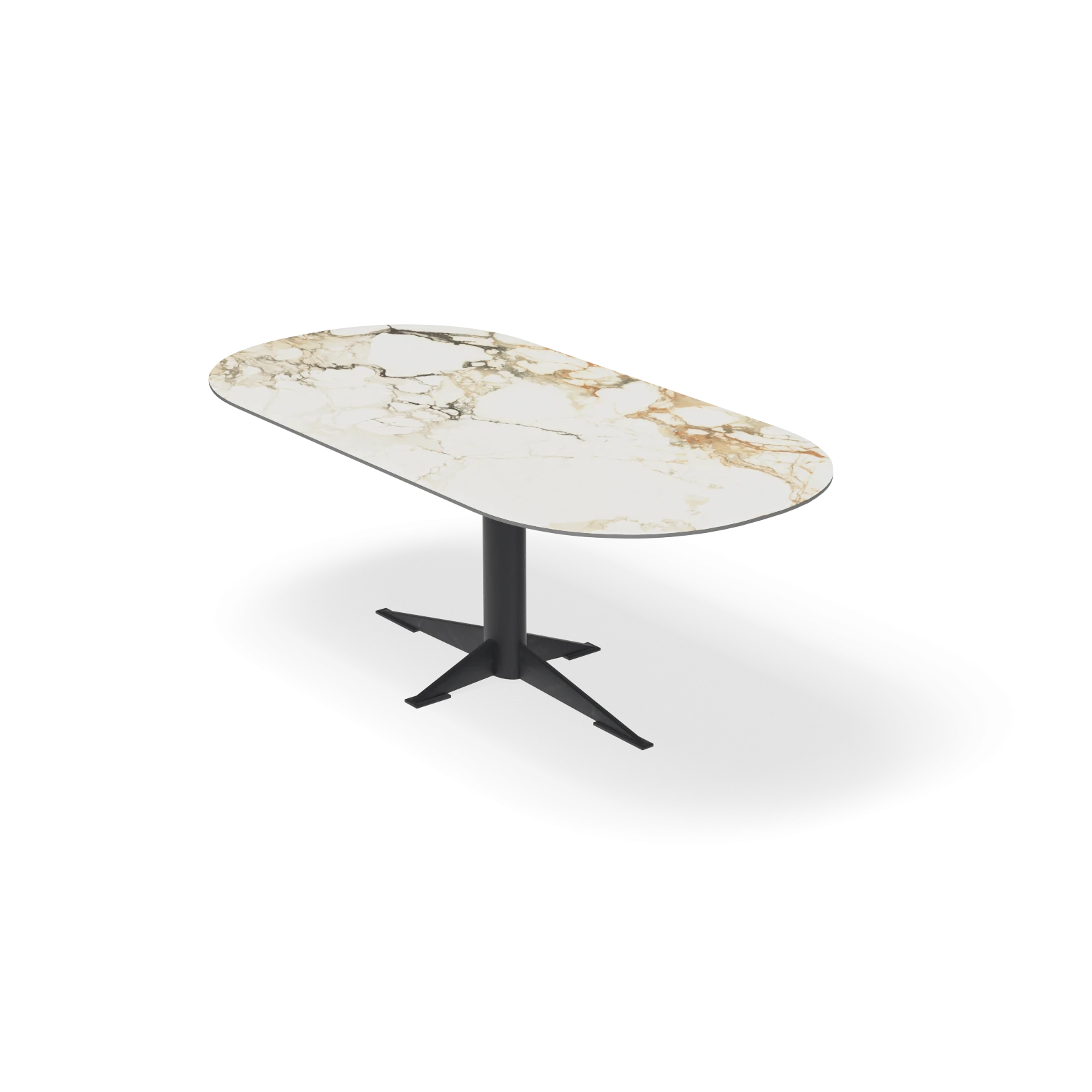 Eettafel Westfield - Halve Cirkel Keramiek Calacatta Vena Vecchia Satin (200x100cm)