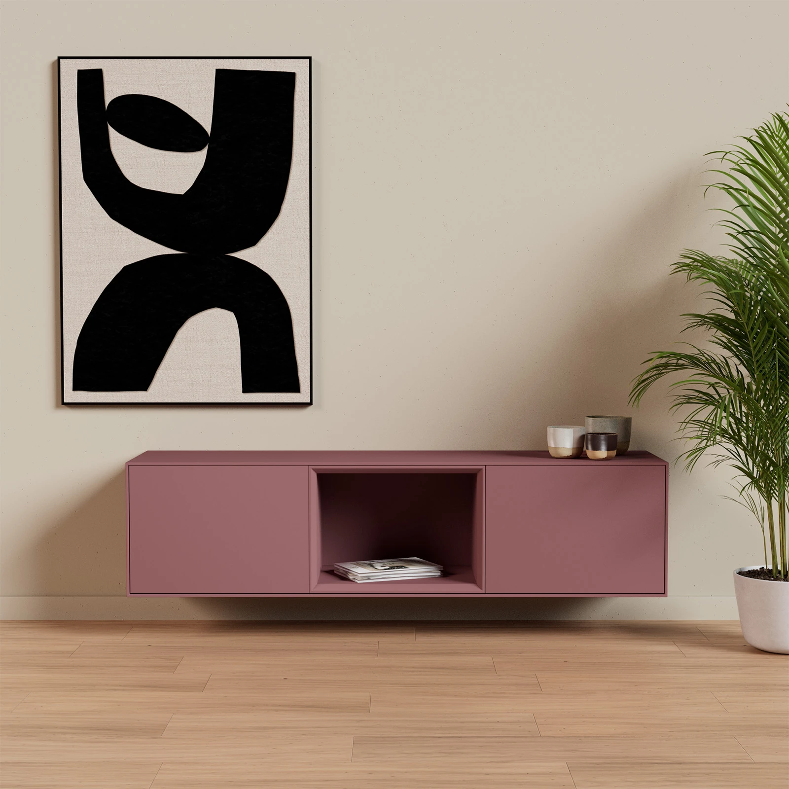 TV Meubel Hermosa Pink 160cm Zwevend
