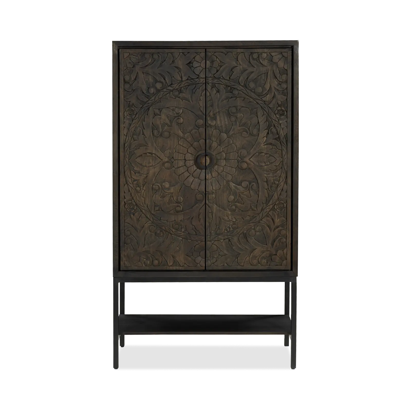 Opbergkast Belleville - 90 cm - 2 deuren - Mangohout Cacao Bruin