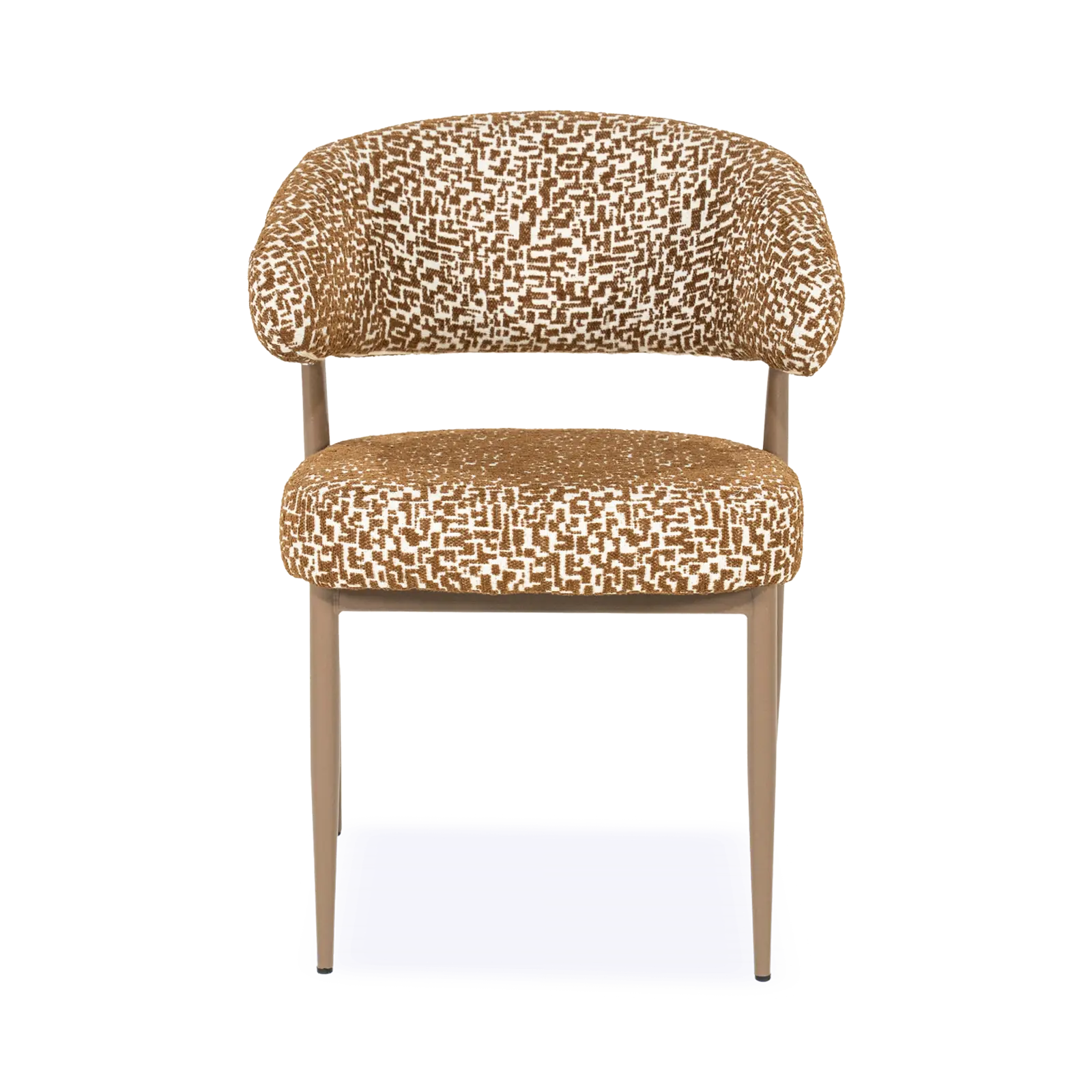 Eetkamerstoel Miso – stof Tetris Bruin – open rug - poot taupe