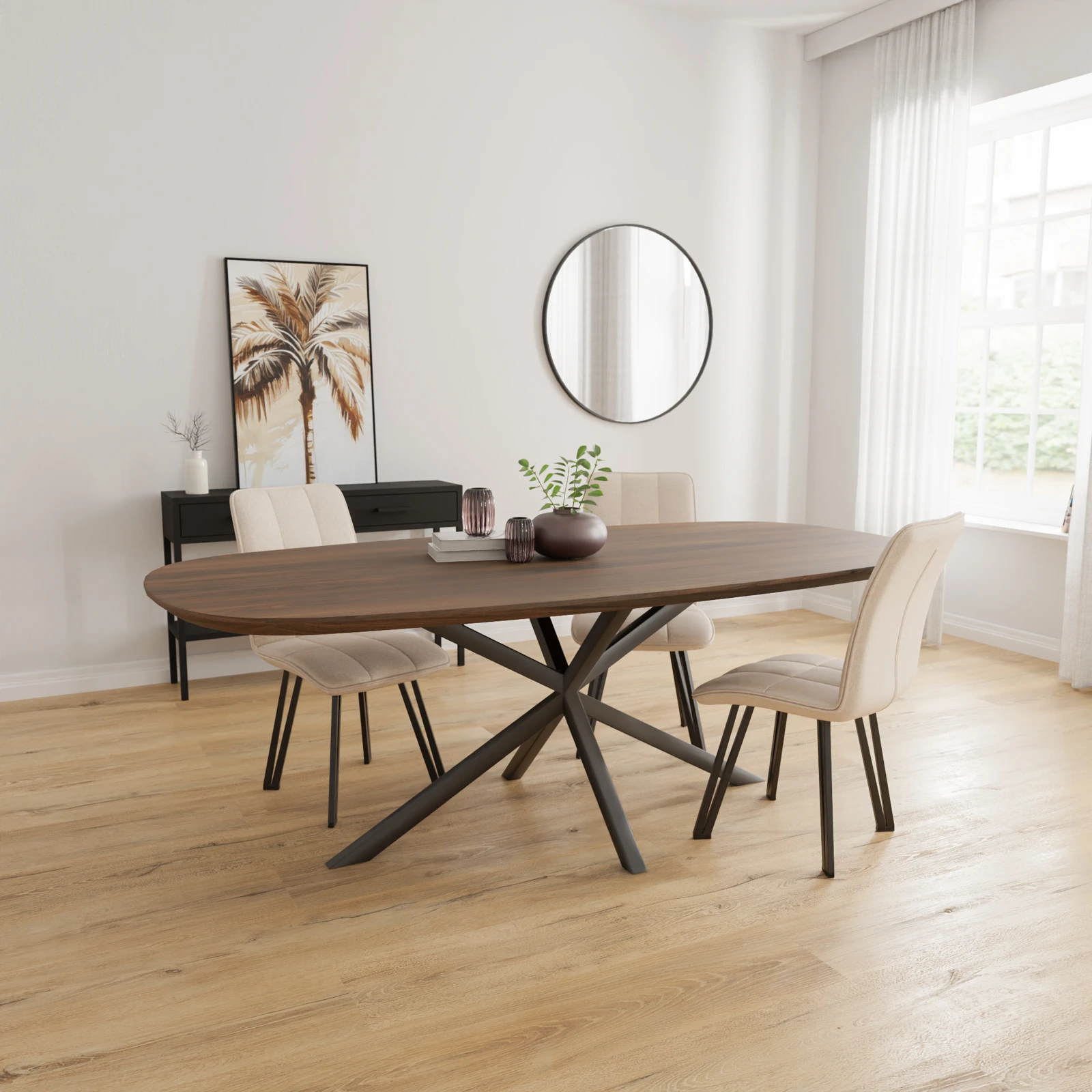Eettafel North - Boat Shape Notenhout (220x110cm)