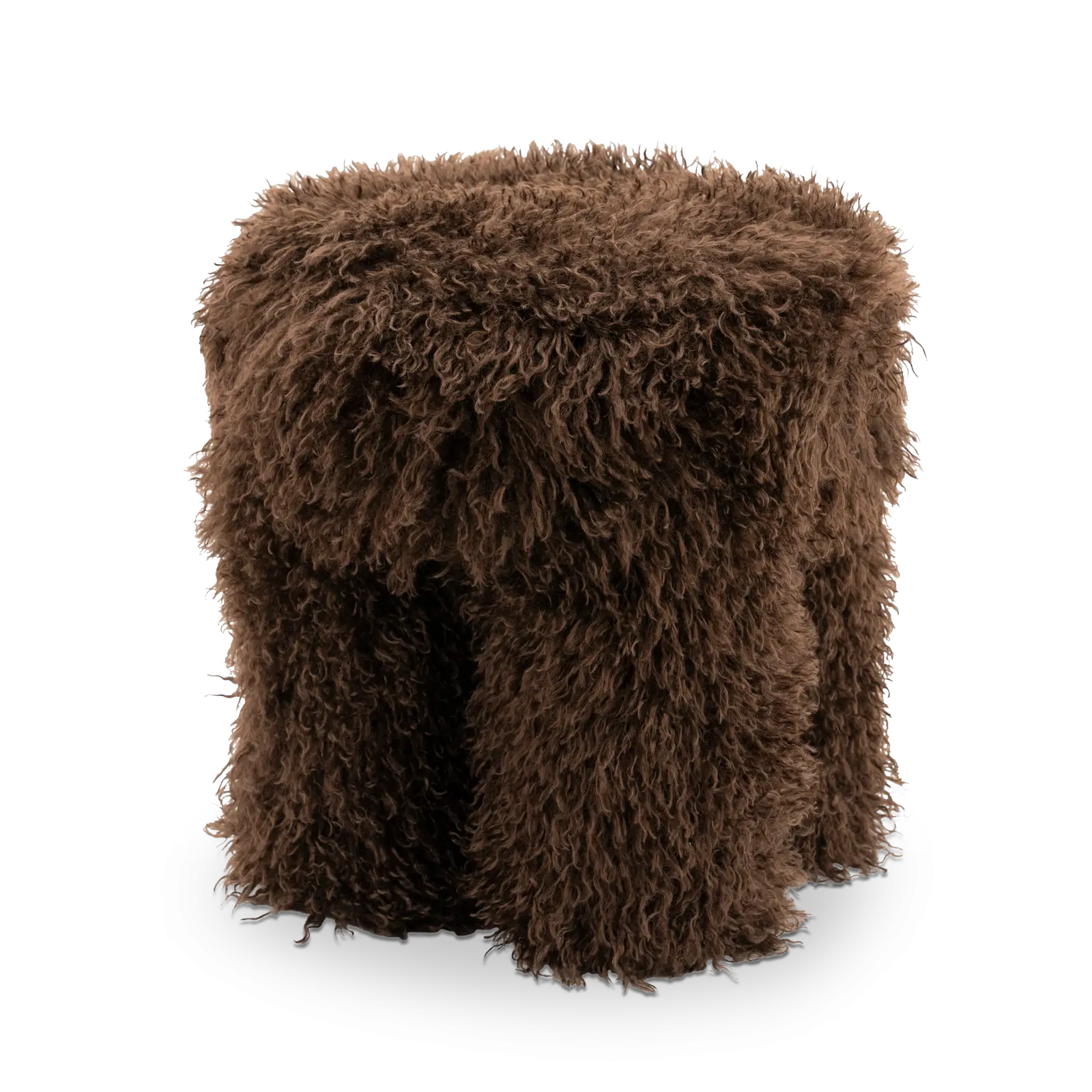 Poef Doodly - Ø40 cm - Fluffy - Donkerbruin