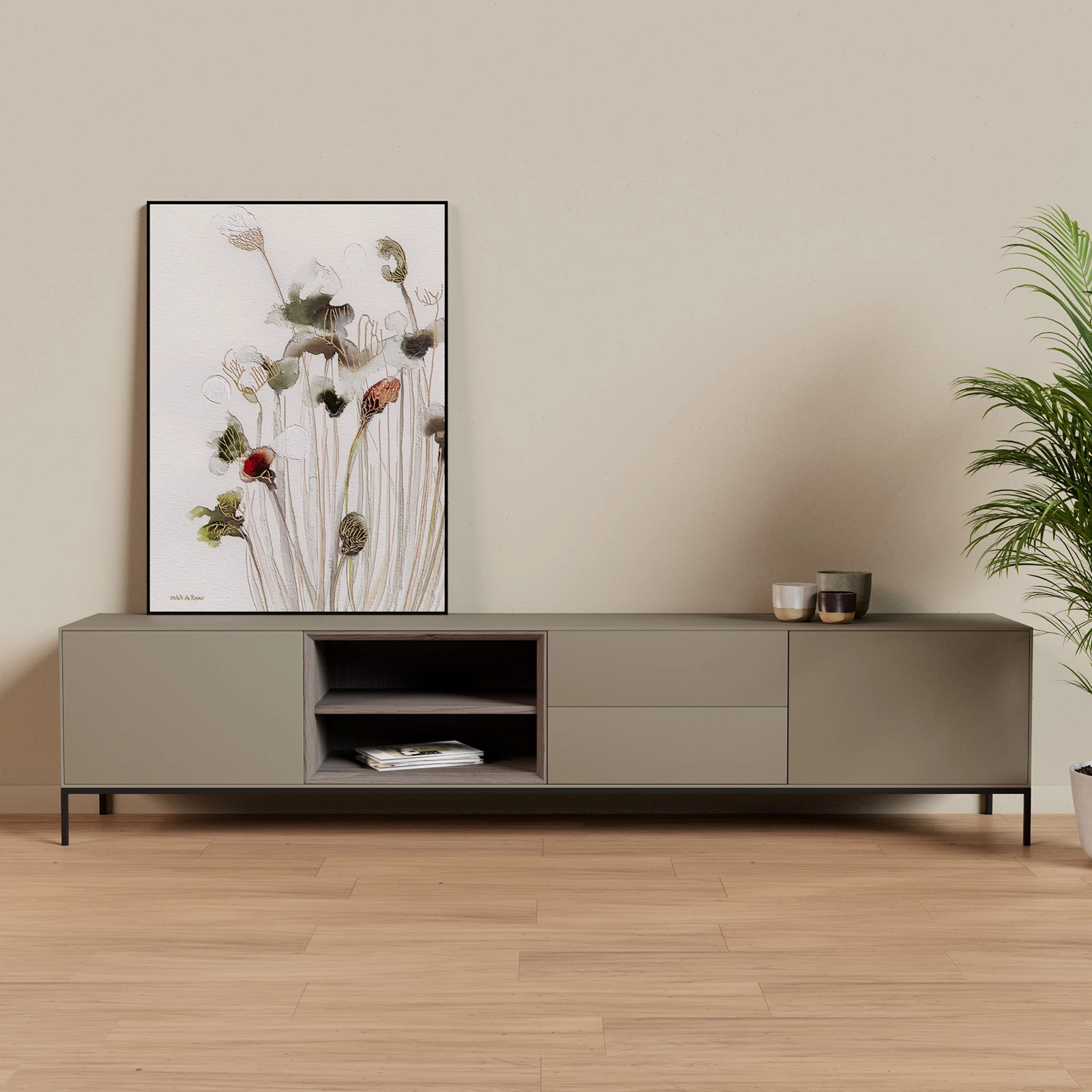 TV Meubel Moss Grey 240cm Poot