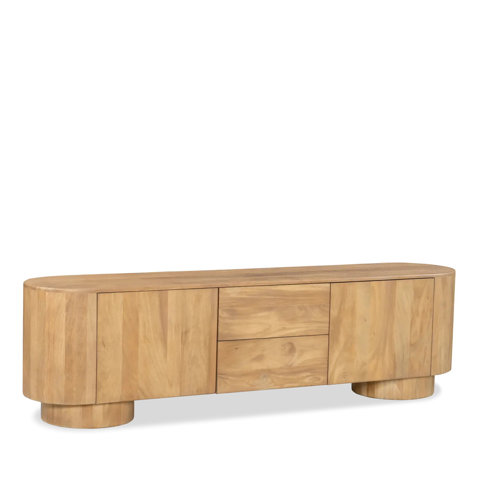 TV meubel Kess - 190 cm - Mangohout Loom Naturel - 2 deuren, 2 laden