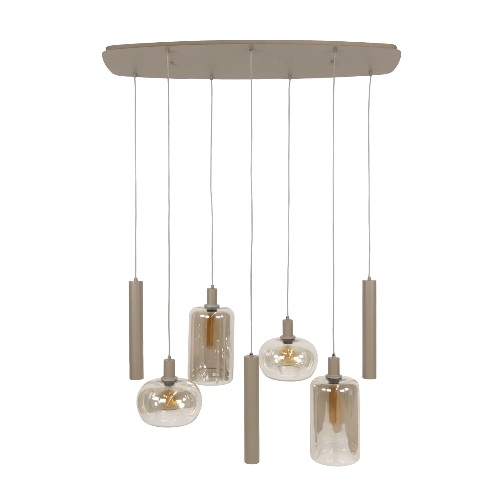 Hanglamp Serene 4+3-lichts - Beige