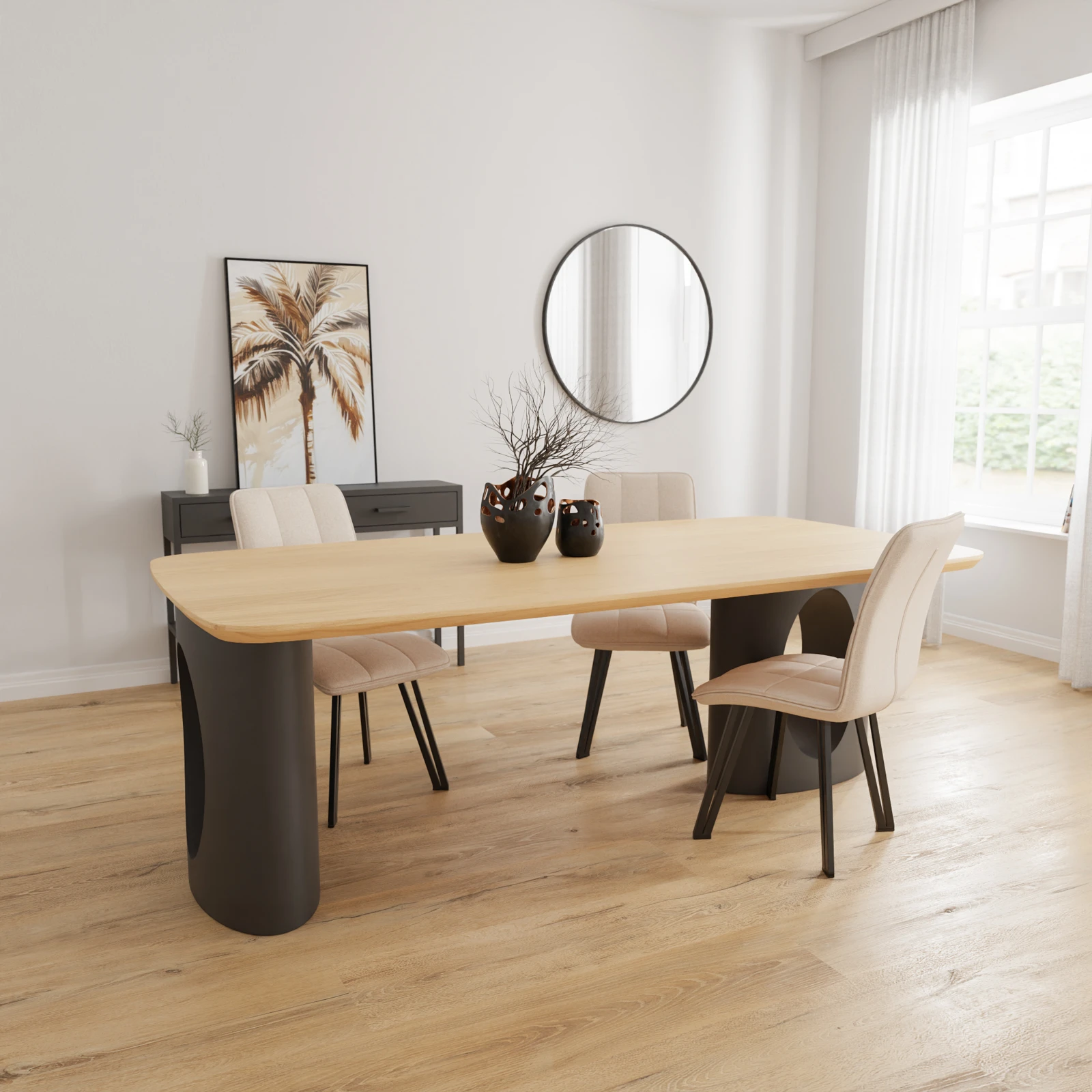 Eettafel Cone - Deens Ovaal Nature White (220x110cm)