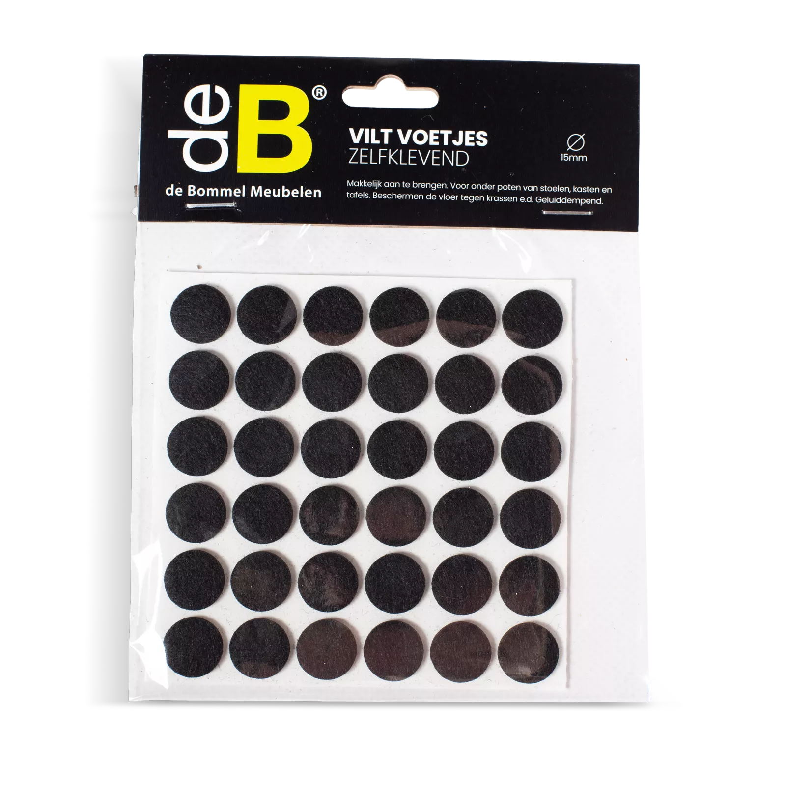 Viltvoetjes (15mm) - zwart
