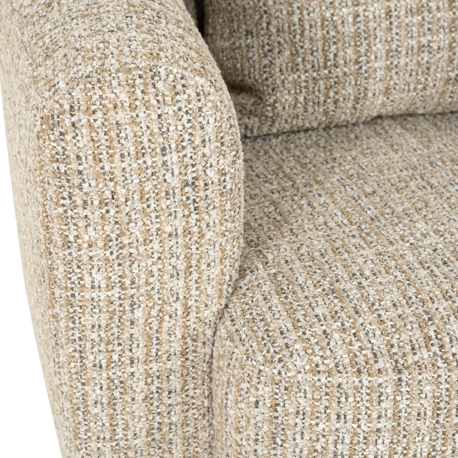 Fauteuil Jordan - draaibaar - stof Asti Taupe - grof geweven - ronde vorm