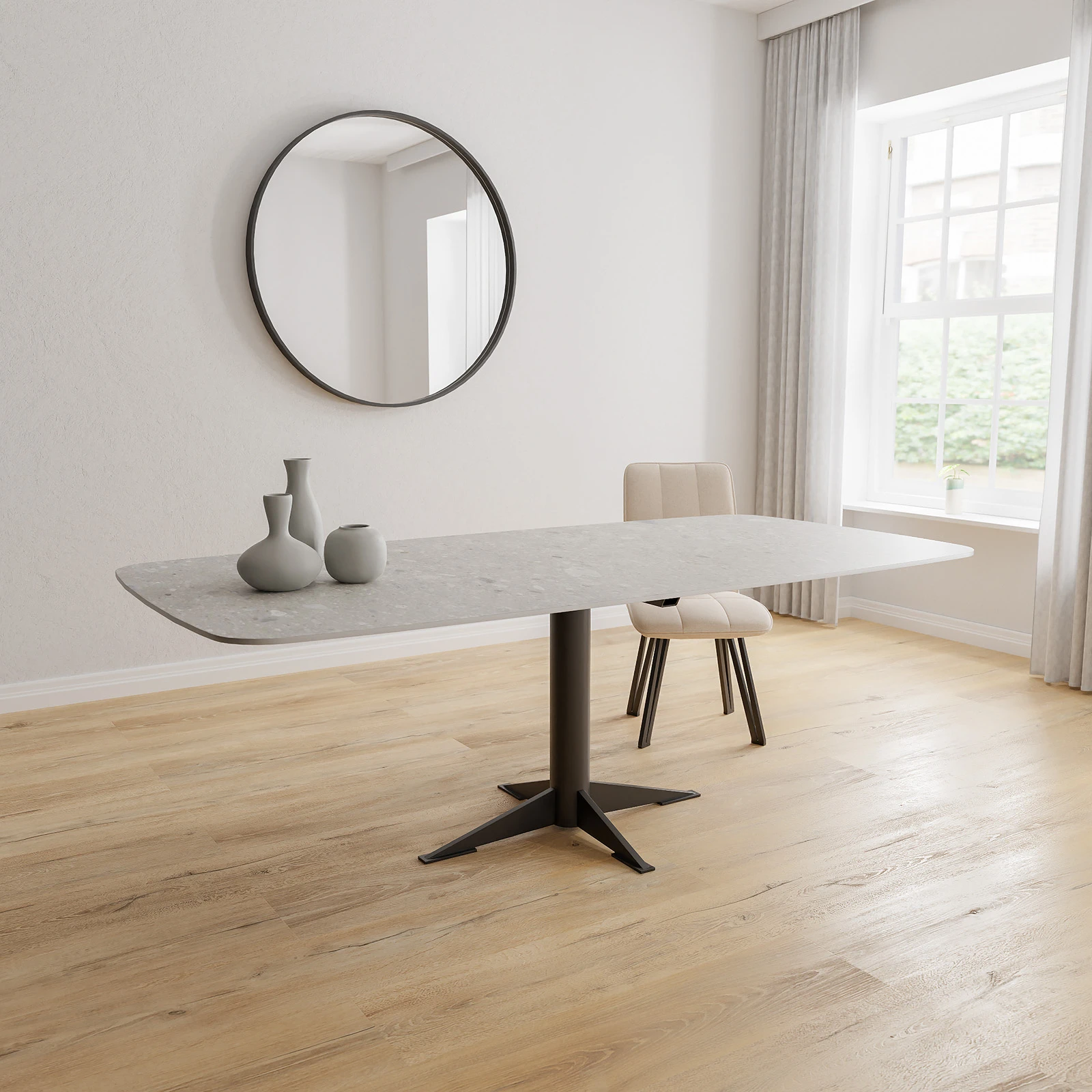 Eettafel Westfield - Deens Ovaal Keramiek Stone Look Ceppo di Grey Natur Satin (220x110cm)