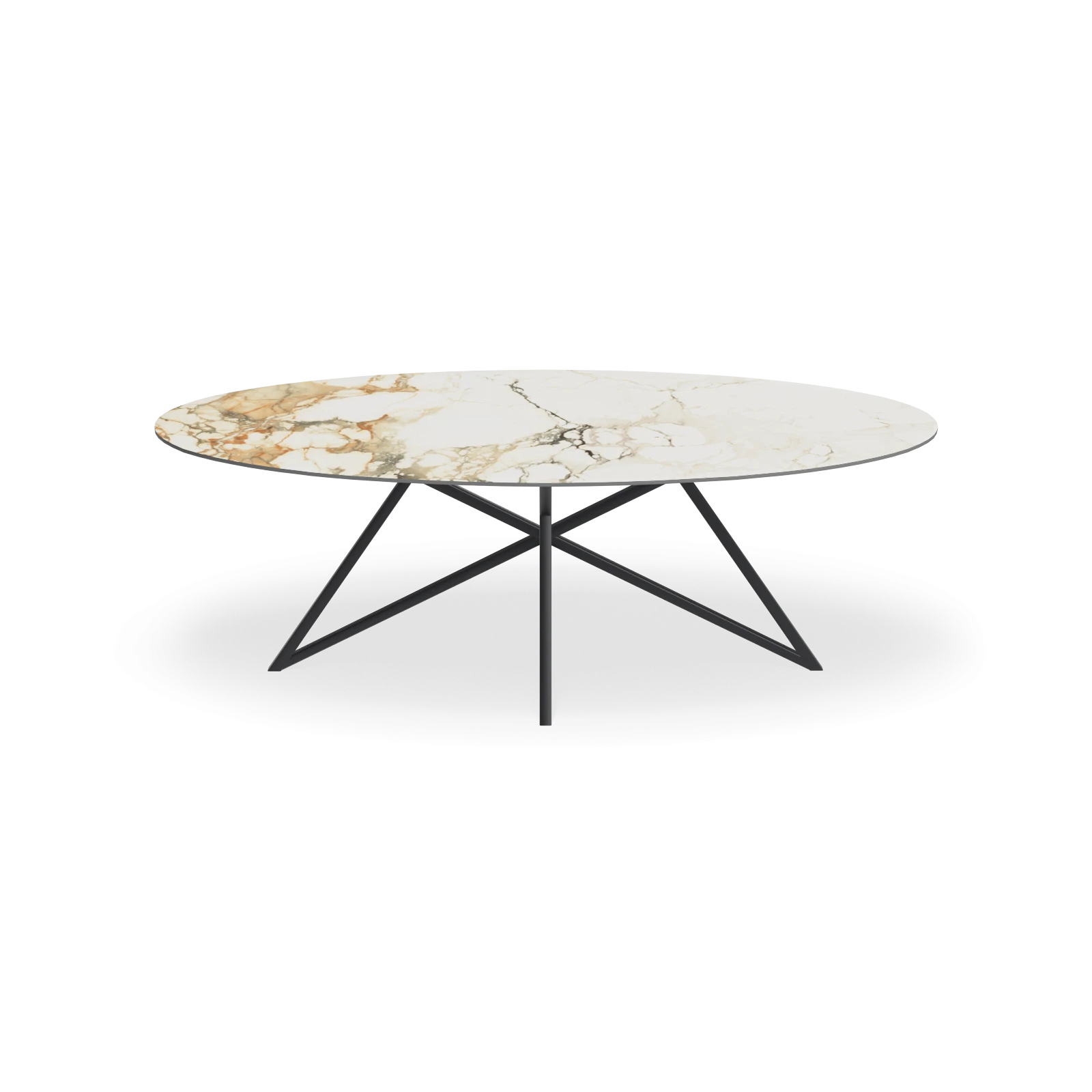Eettafel Crosse - Ovaal Keramiek Calacatta Vena Vecchia (220x110cm)