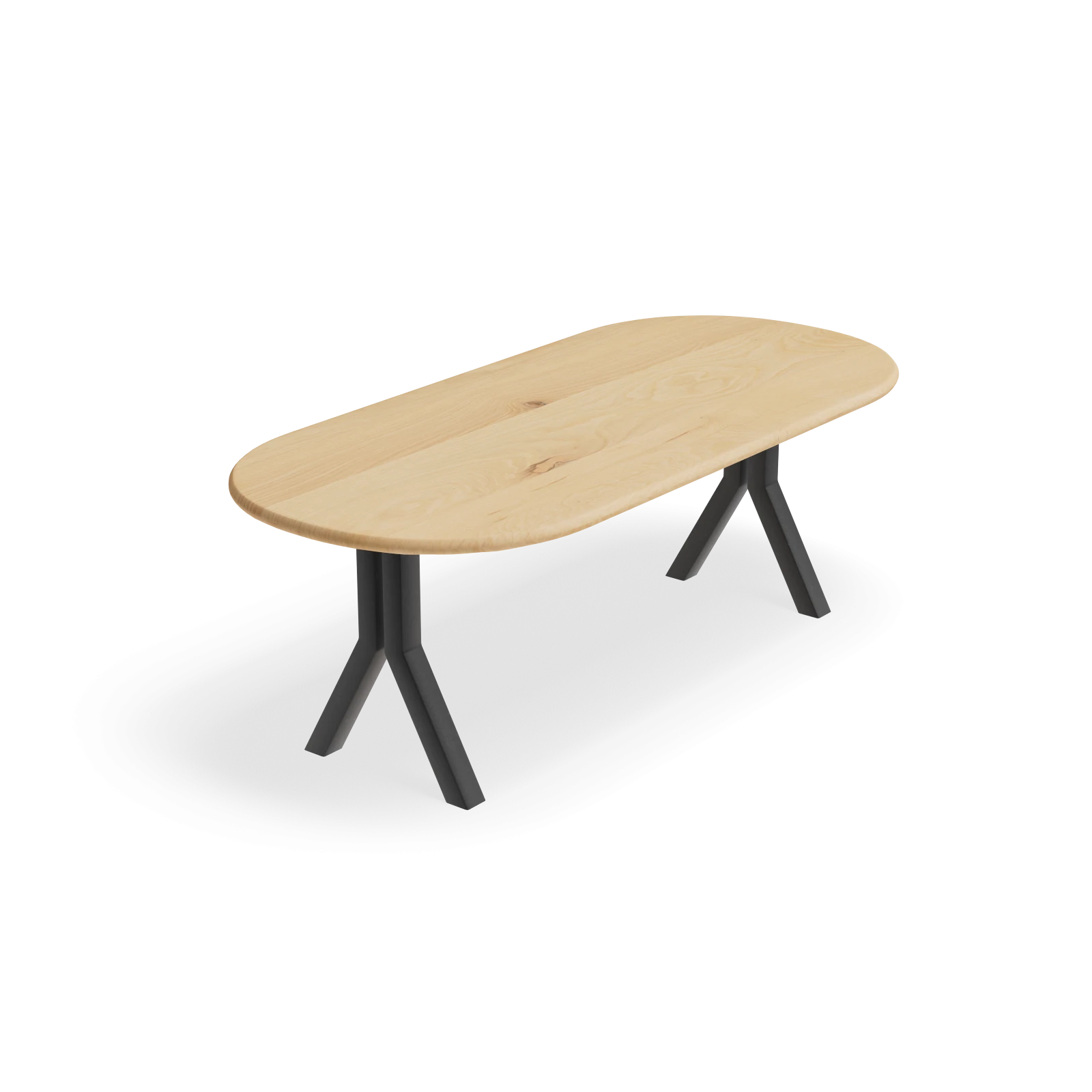 Eettafel Y poot (8x8cm) - Halve Cirkel Eiken Nature White (220x100cm)