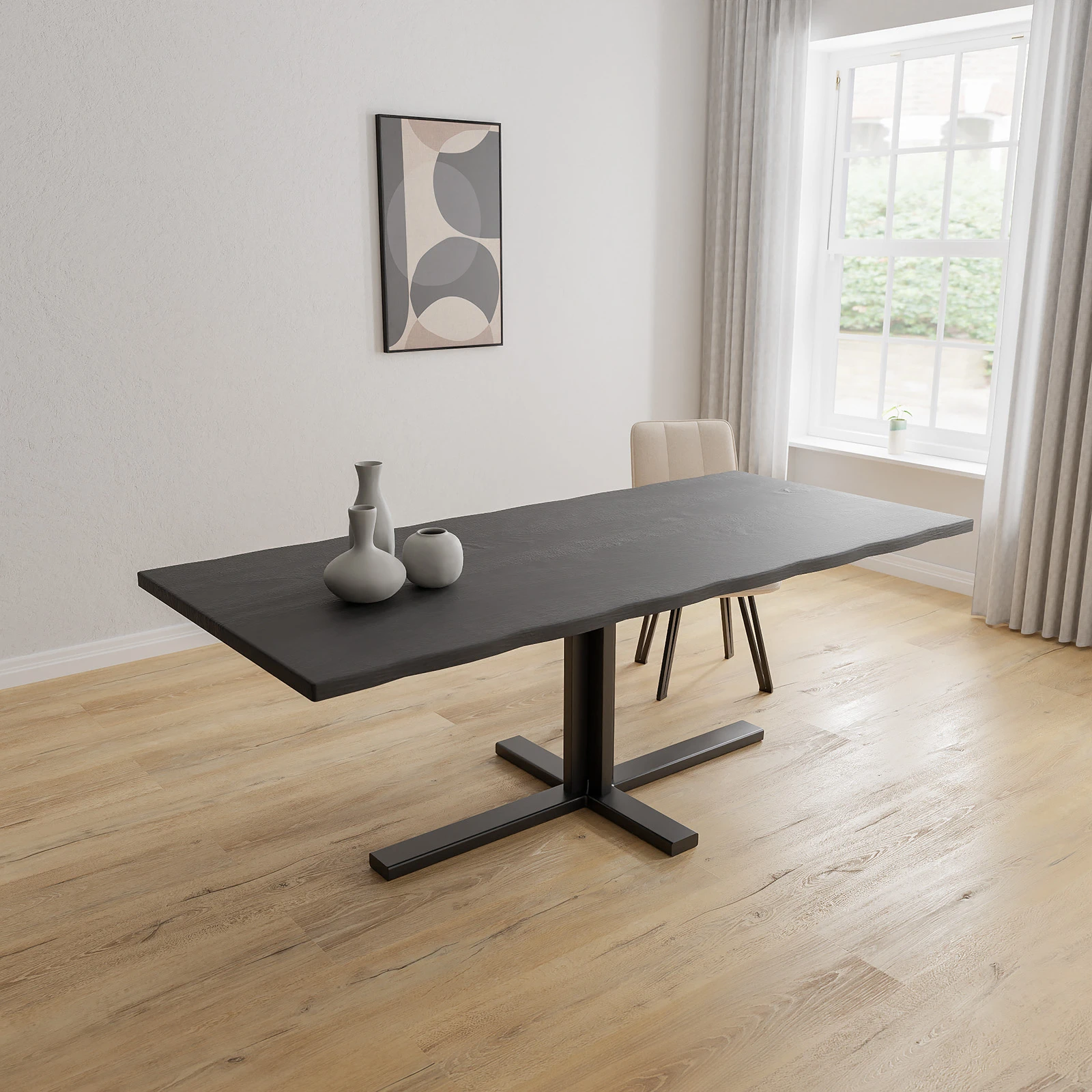 Eettafel Kolos - Rechthoekig Boomstam Eiken Black Sky (220x100cm)