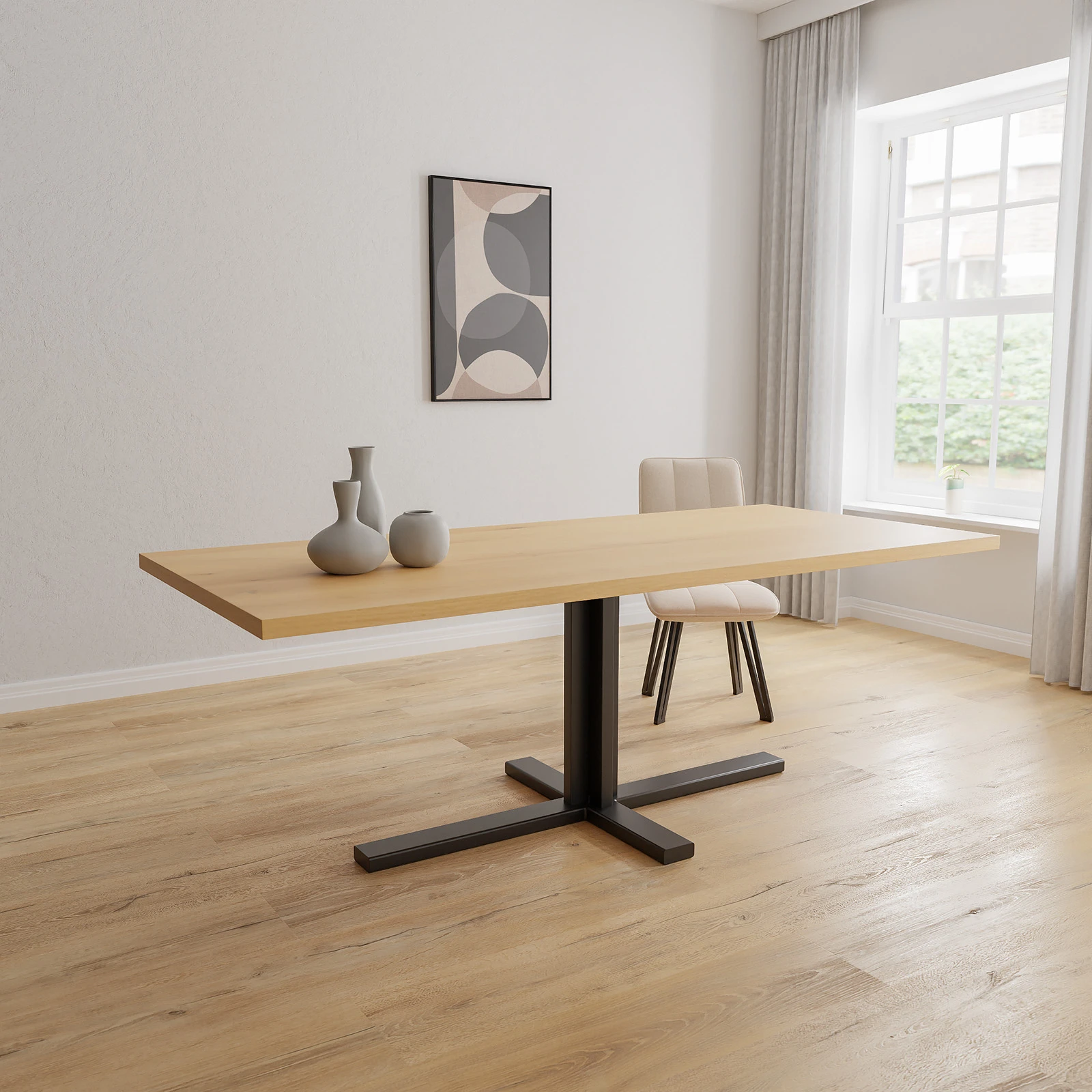 Eettafel Kolos - Rechthoek Eiken Nature White (220x100cm)