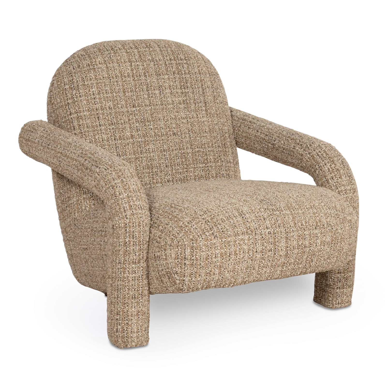 Fauteuil Monica - stof Asti Taupe - grof geweven - organische vorm