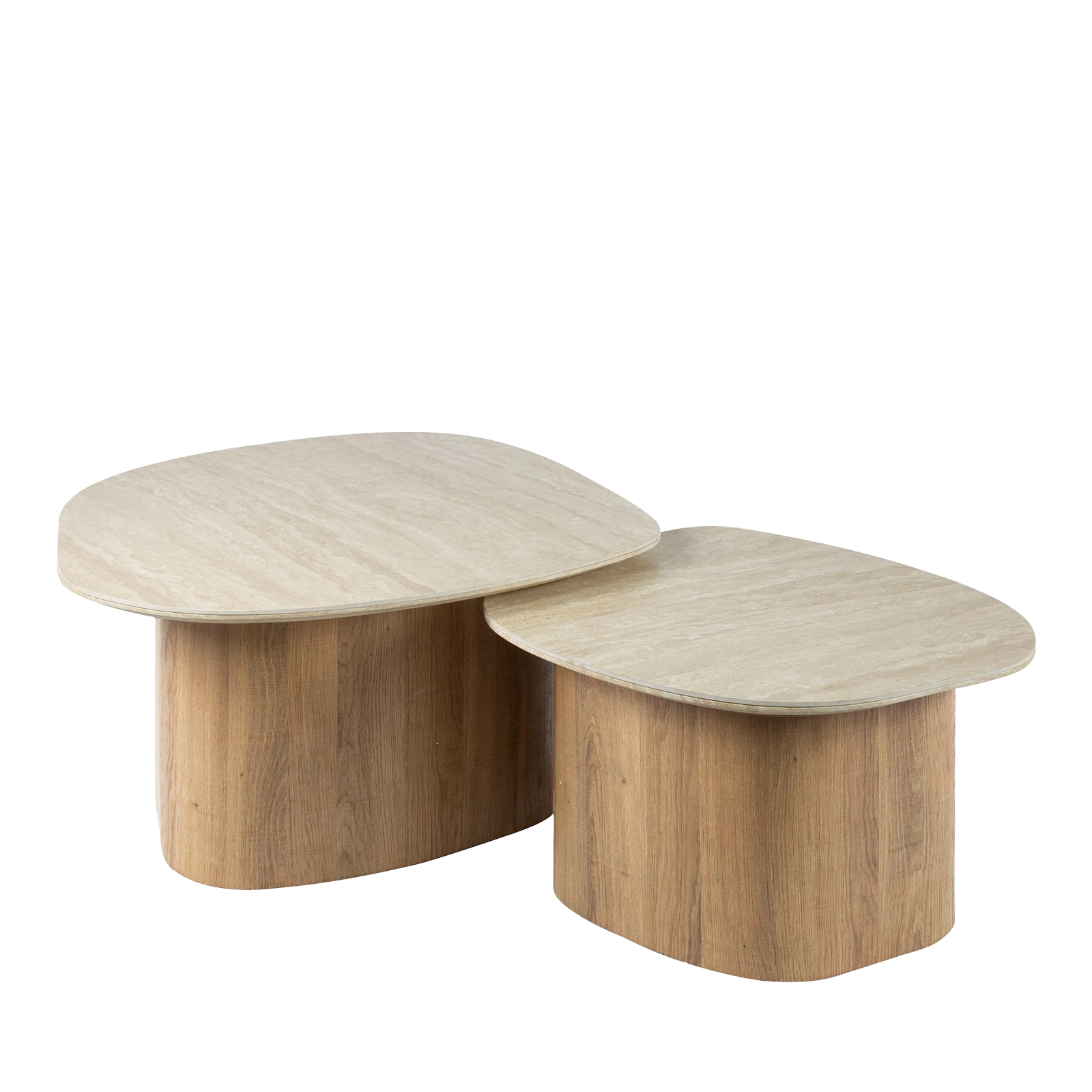 Salontafel Romano - kiezel - set van 2 - Keramiek Travertin