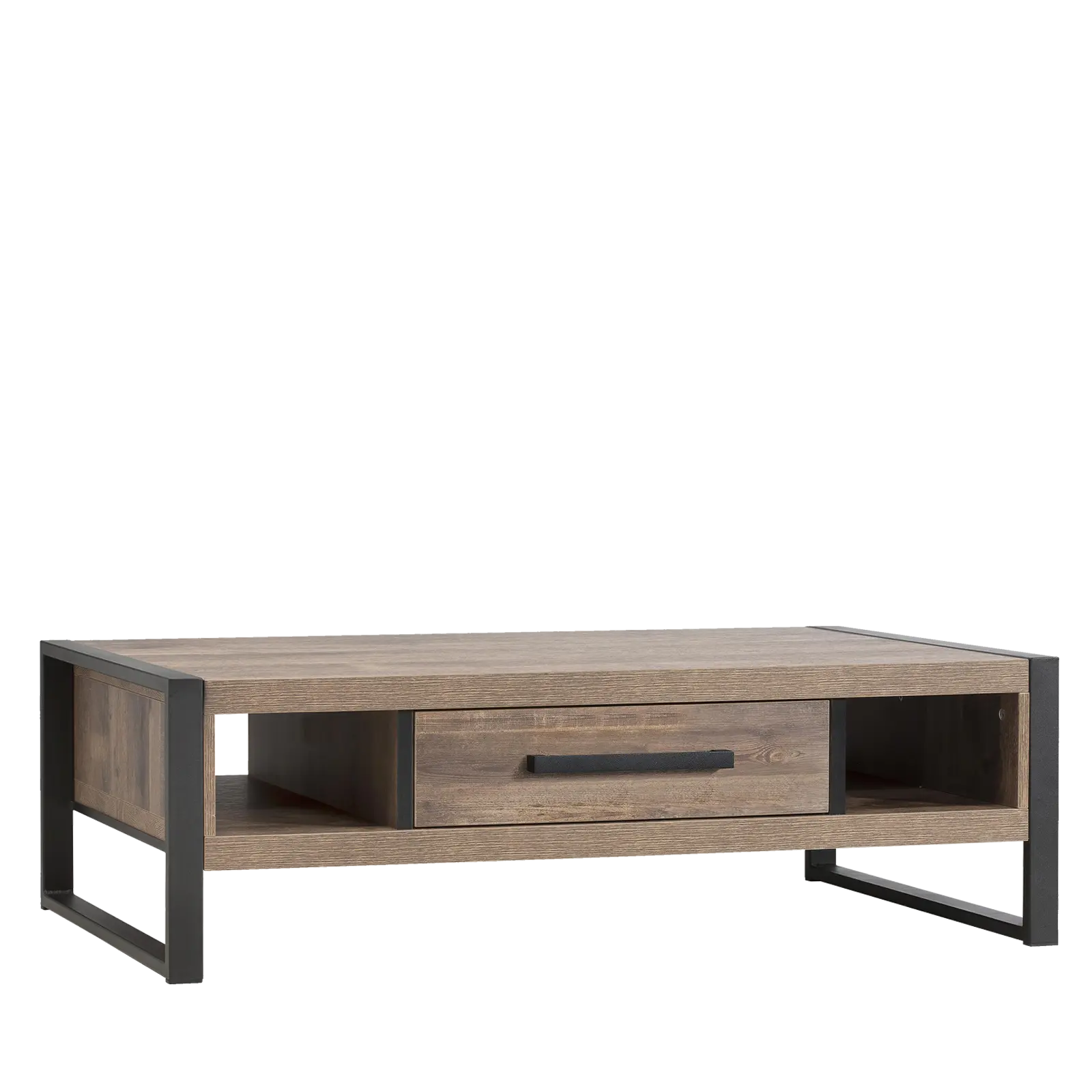 Salontafel Wisconsin - 135x67 cm - Lamulux Mokka - 1 lade, 2 open vakken