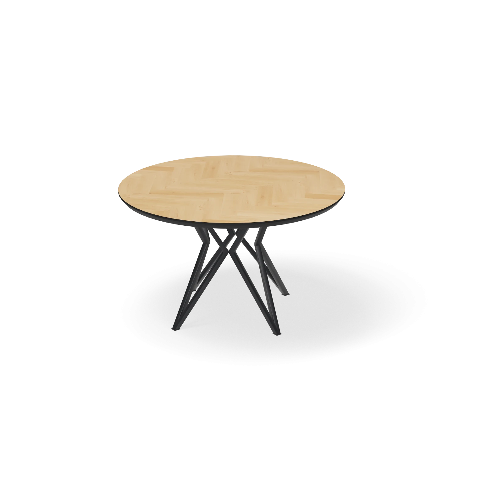 Eettafel Crosse - Rond Eiken Visgraat Nature White (130cm)