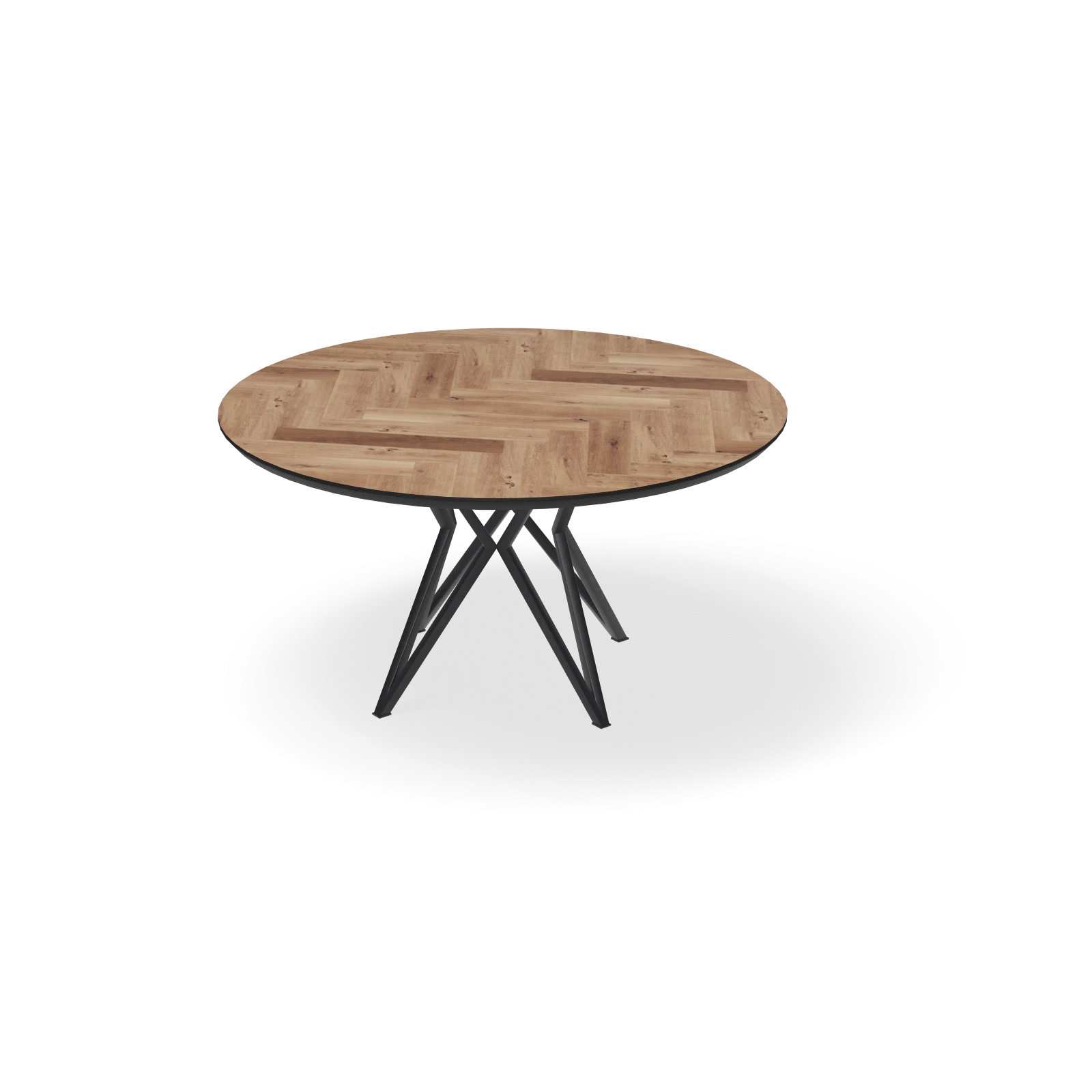 Eettafel Crosse - Rond Eiken Visgraat Kiezel (150cm)